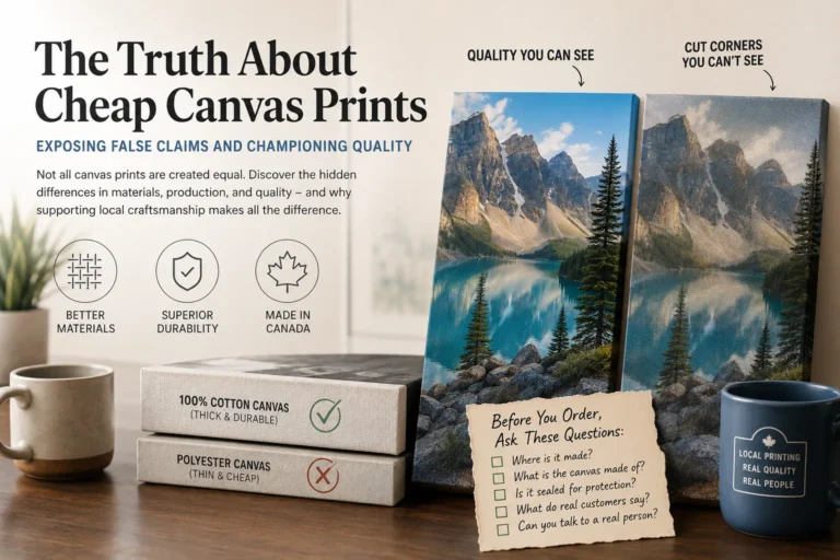 Comparison of premium cotton canvas prints and cheap polyester canvas prints for Toronto homeowners