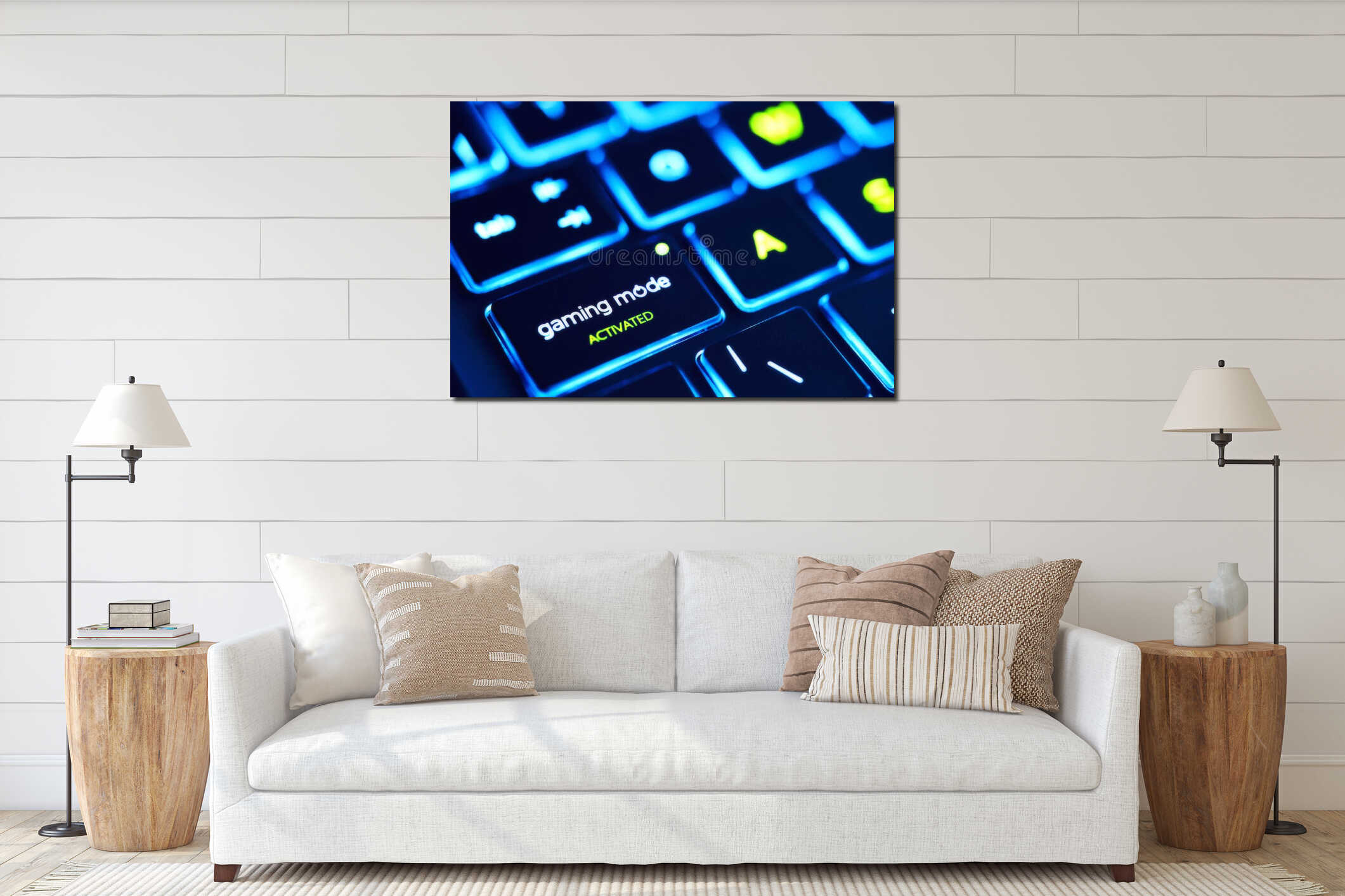 Canvas hanging interior mockup