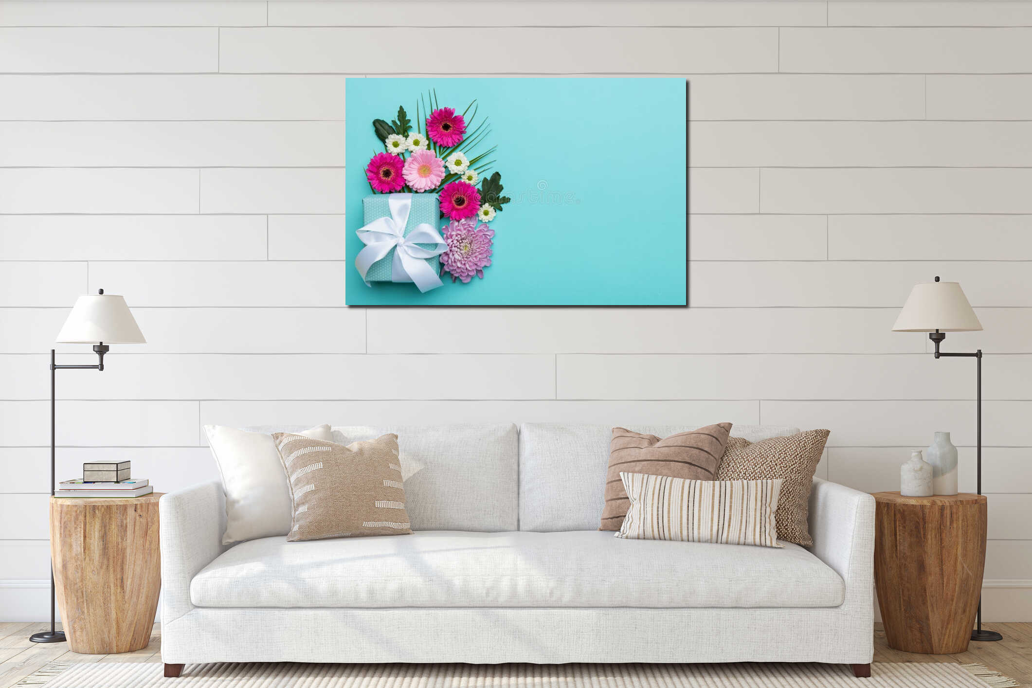 Canvas hanging interior mockup