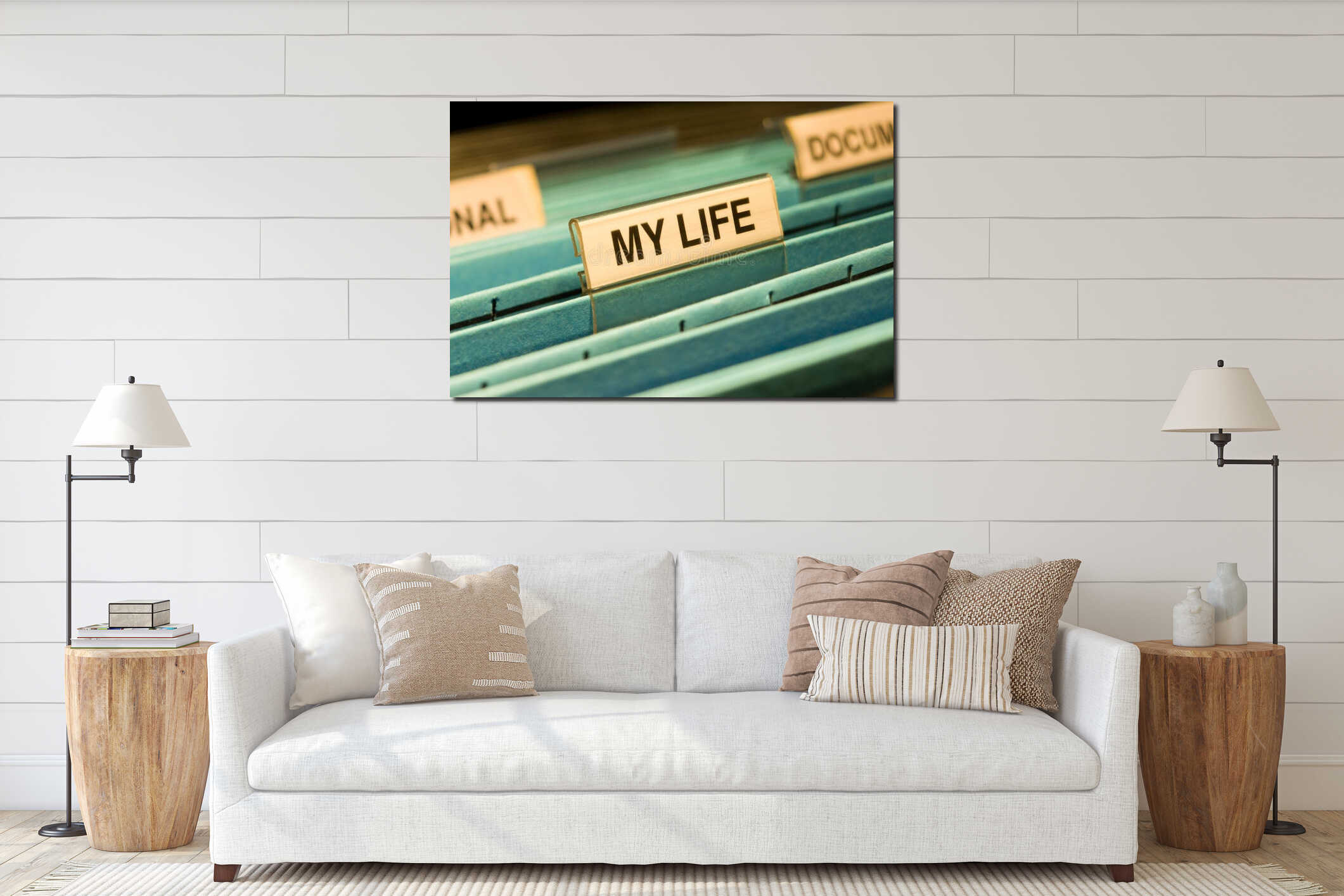 Canvas hanging interior mockup