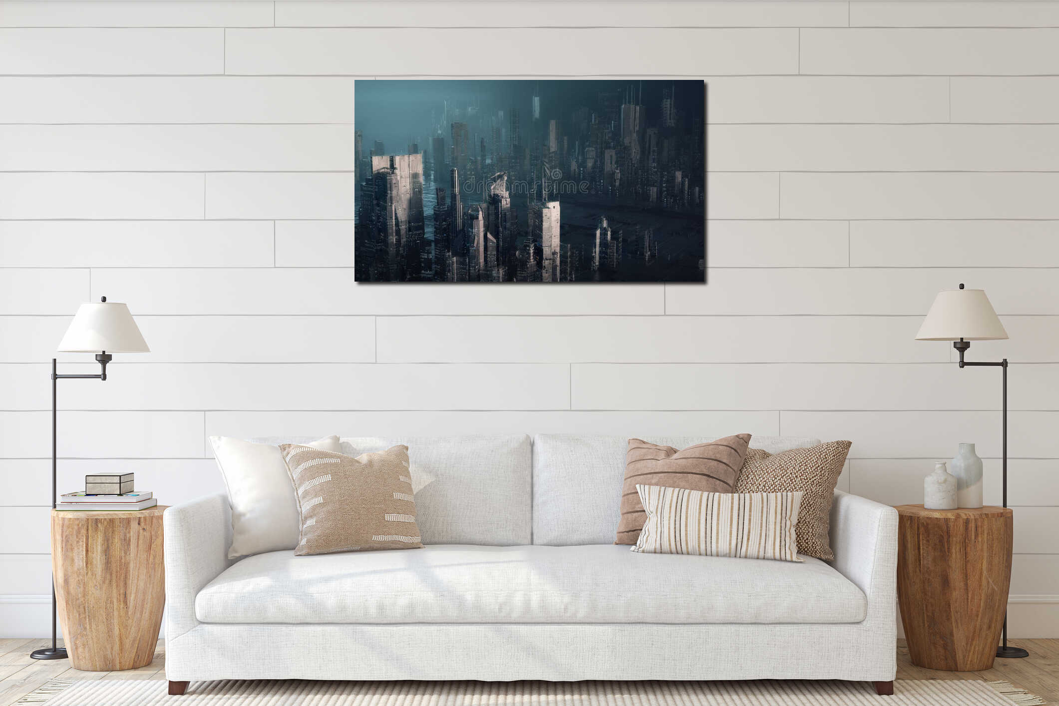 Canvas hanging interior mockup