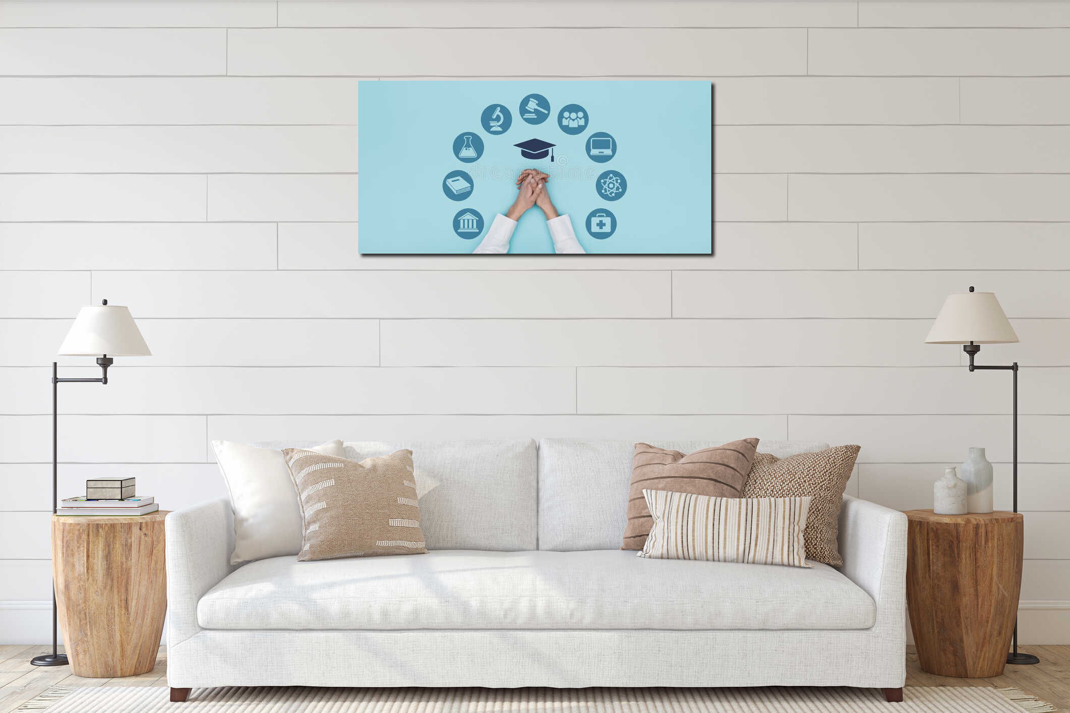 Canvas hanging interior mockup