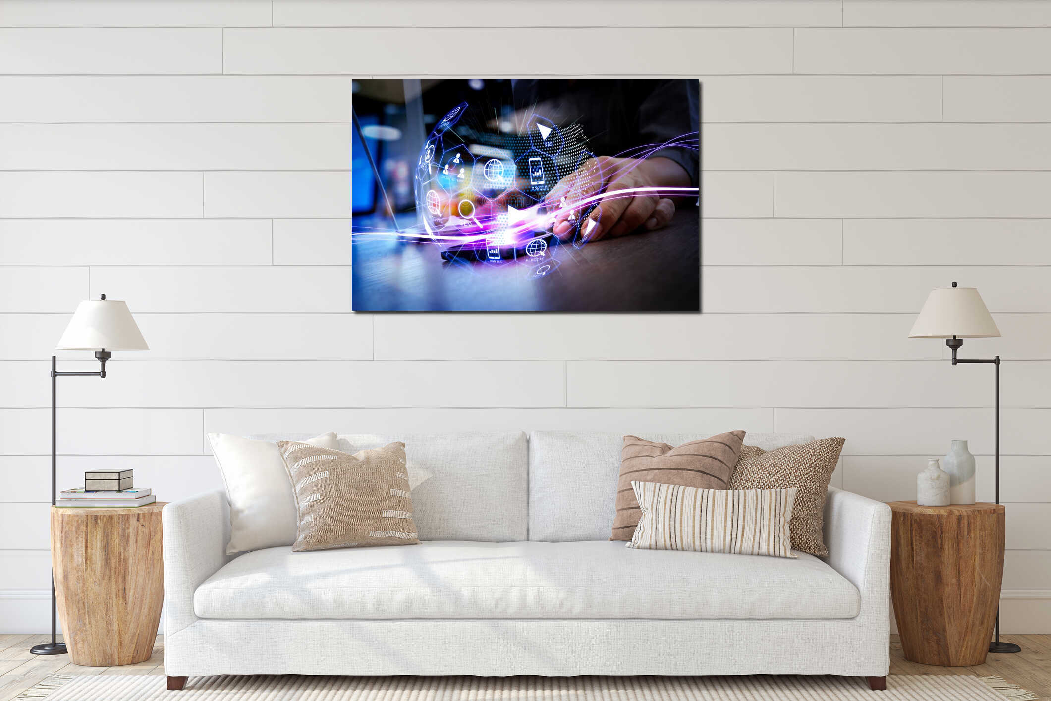 Canvas hanging interior mockup