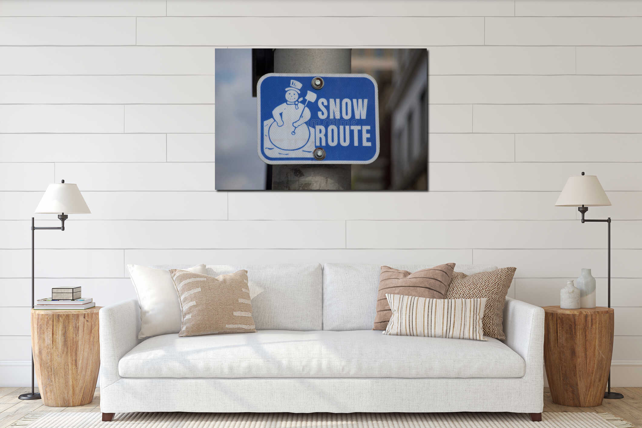 Canvas hanging interior mockup