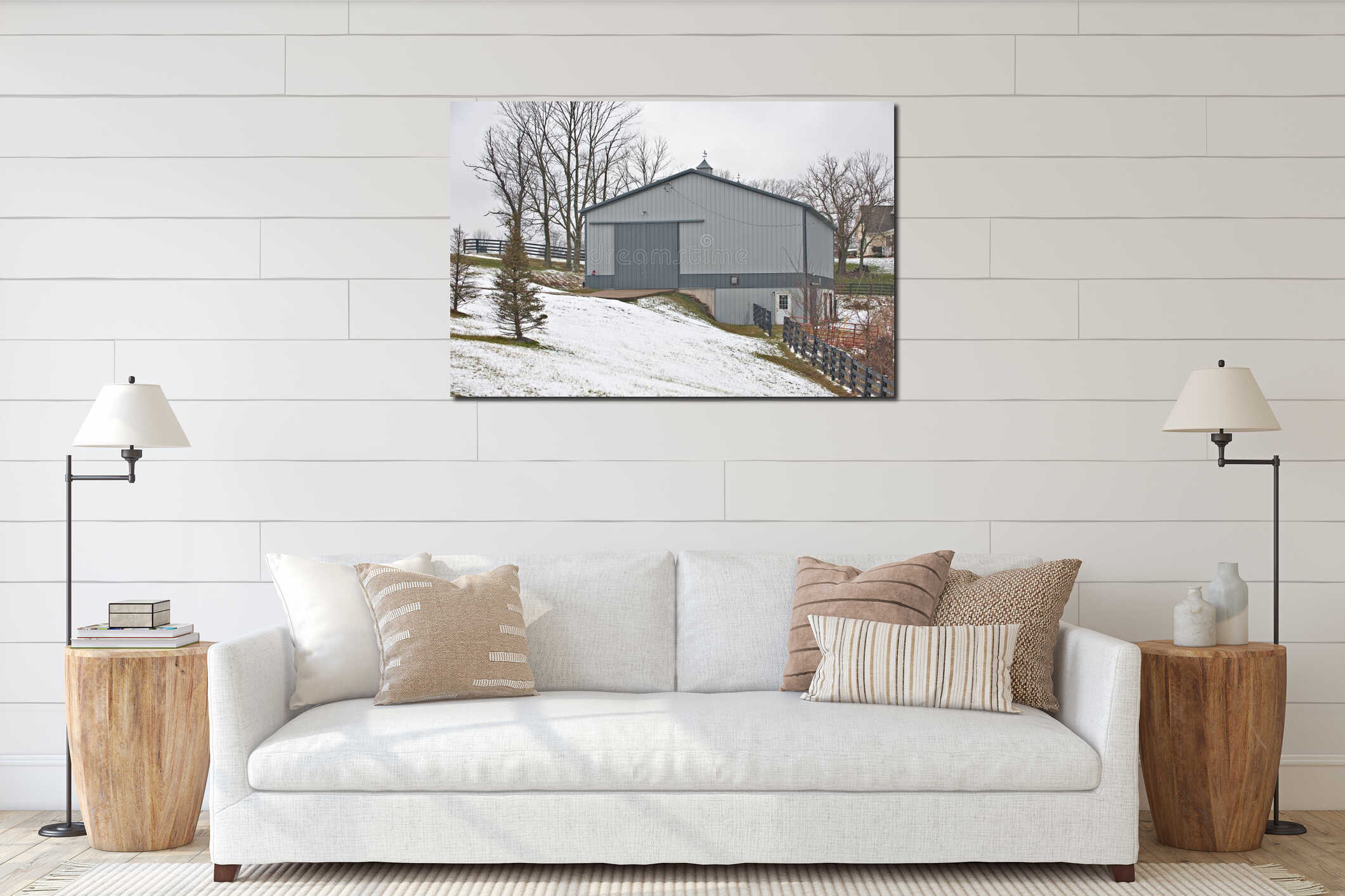 Canvas hanging interior mockup