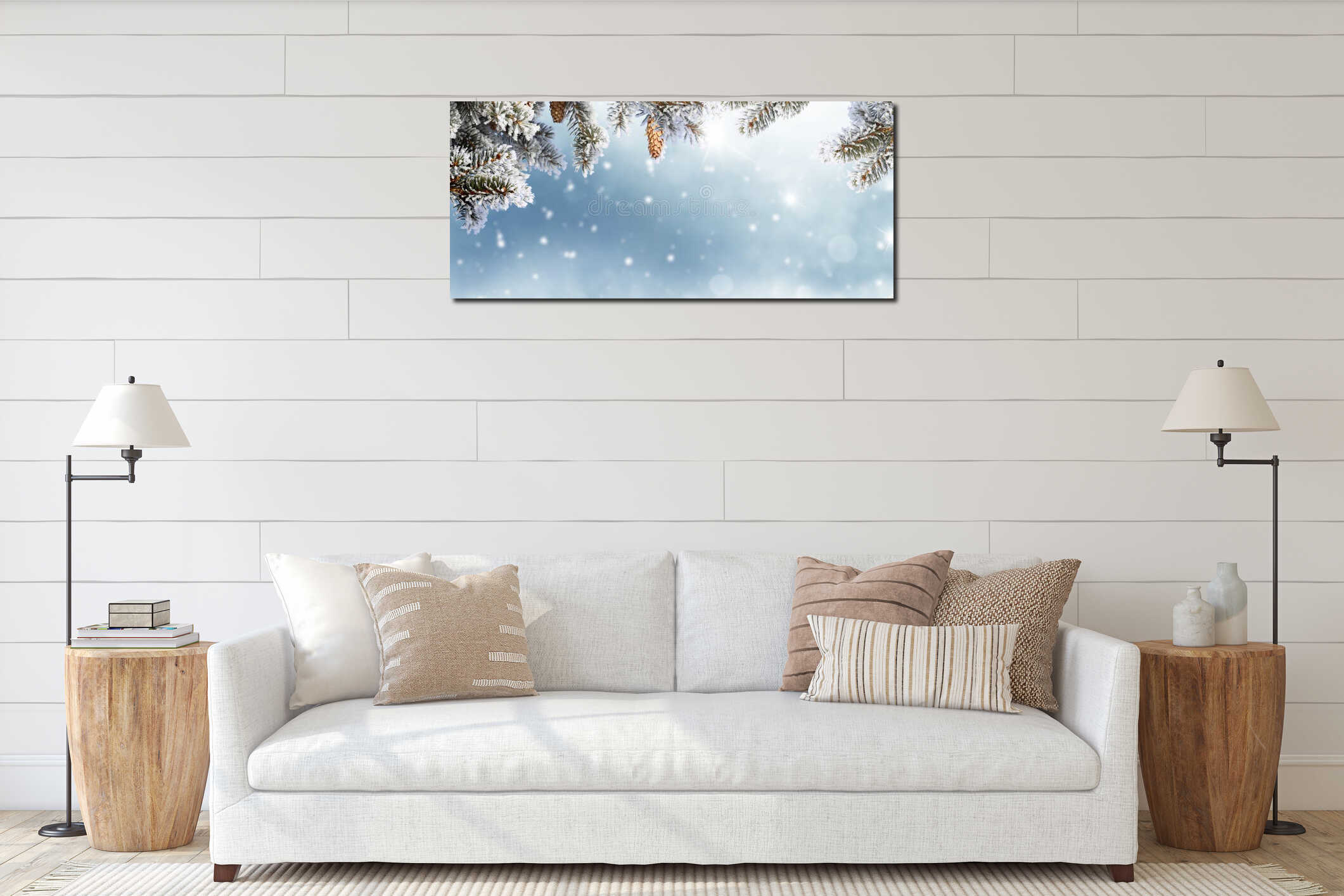 Canvas hanging interior mockup
