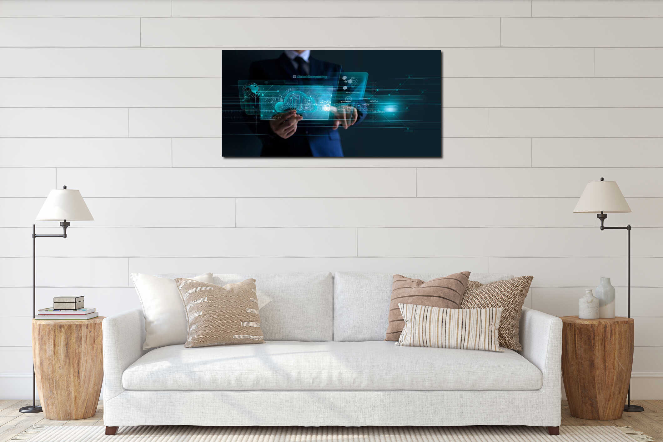 Canvas hanging interior mockup