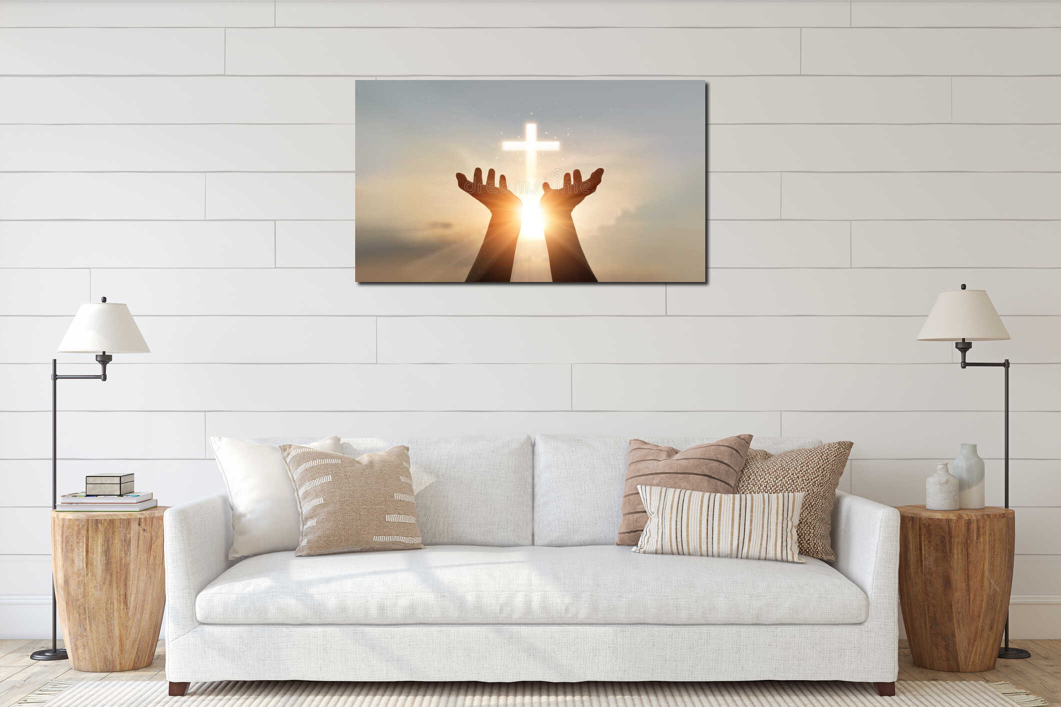 Canvas hanging interior mockup