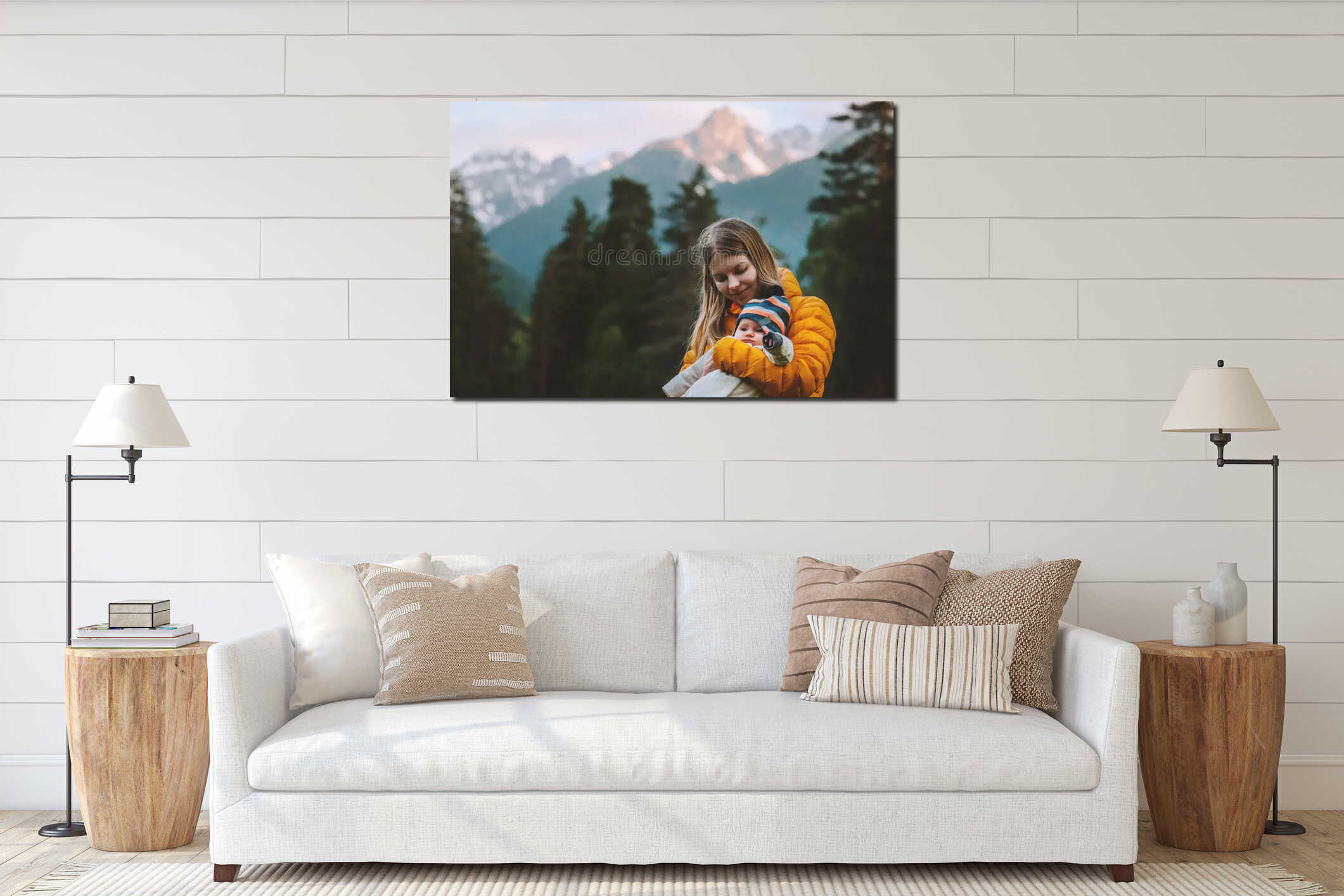 Canvas hanging interior mockup