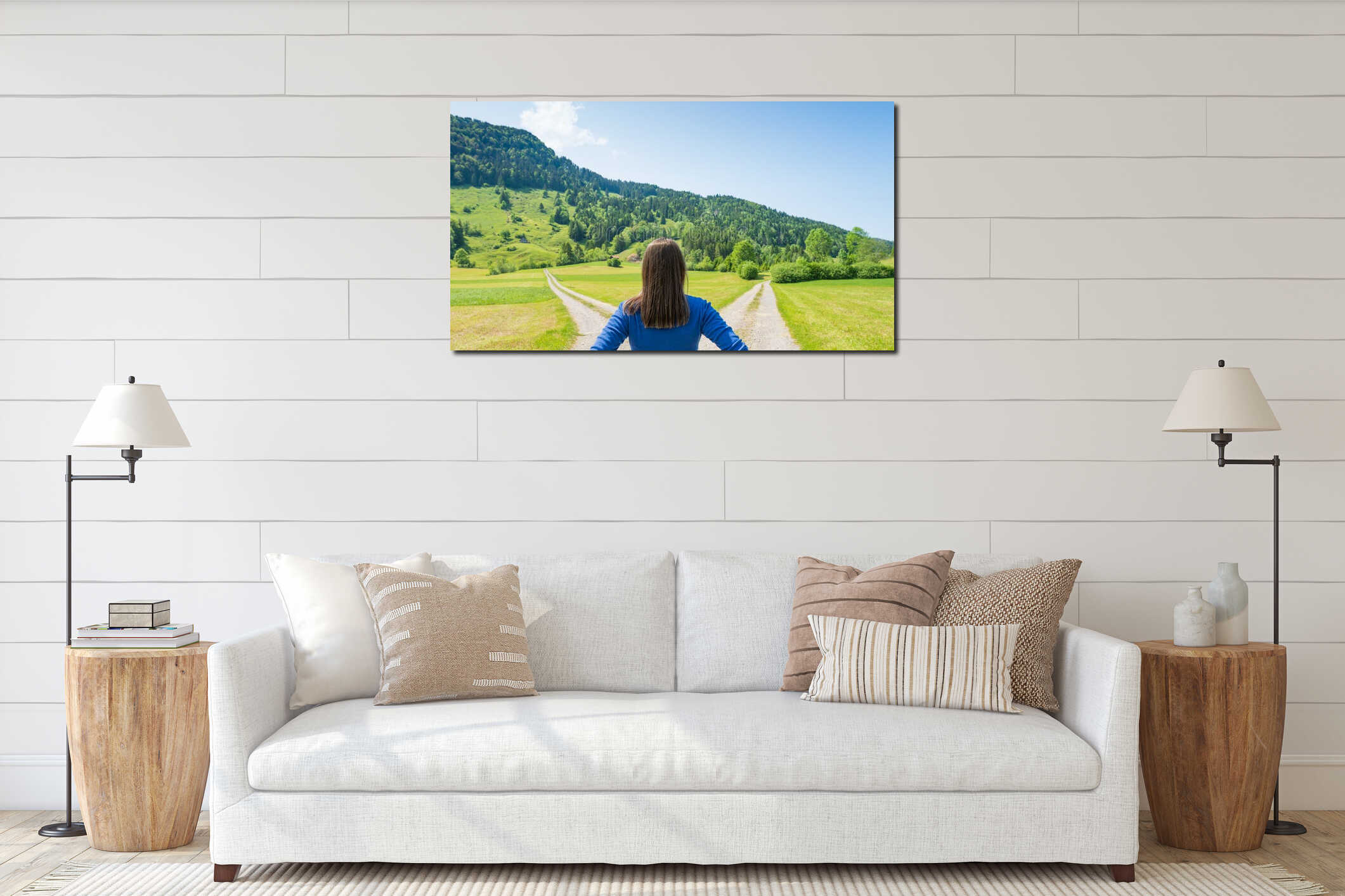Canvas hanging interior mockup