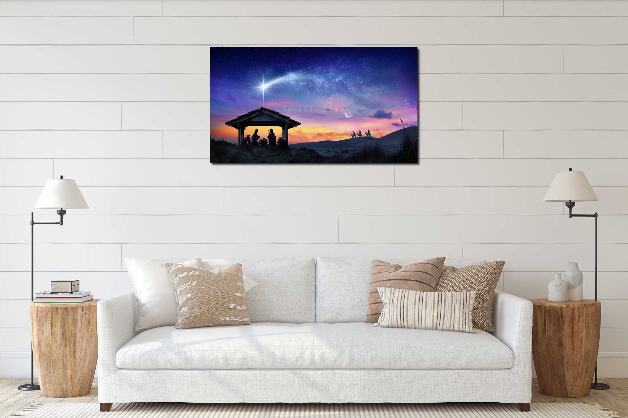 Canvas hanging interior mockup