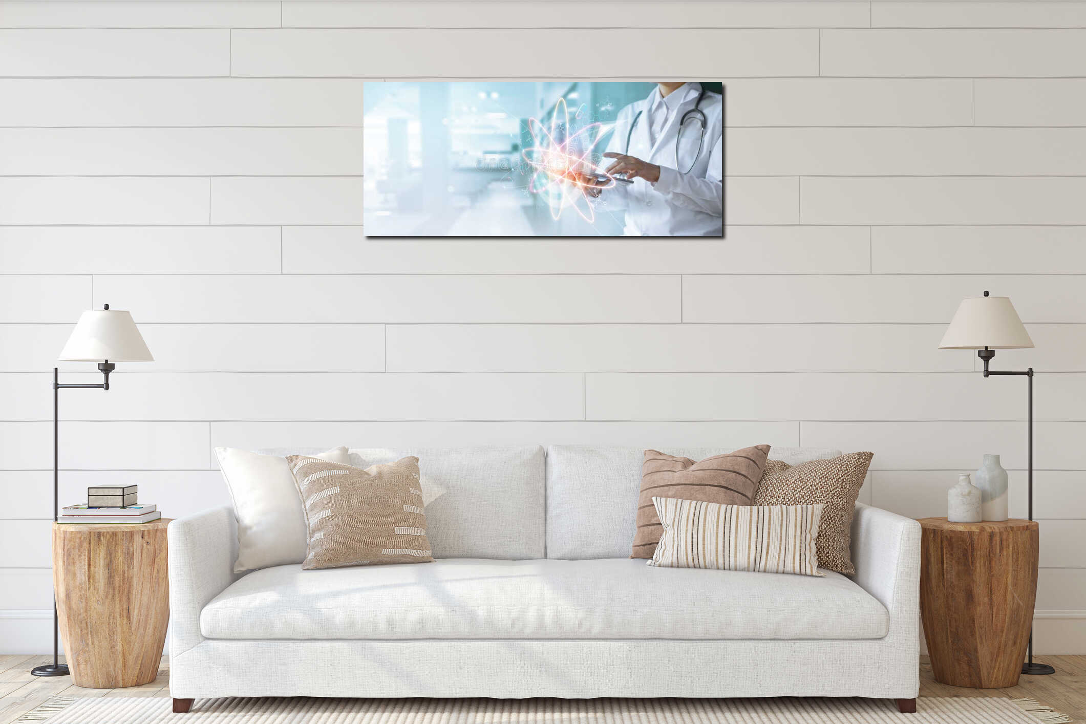 Canvas hanging interior mockup