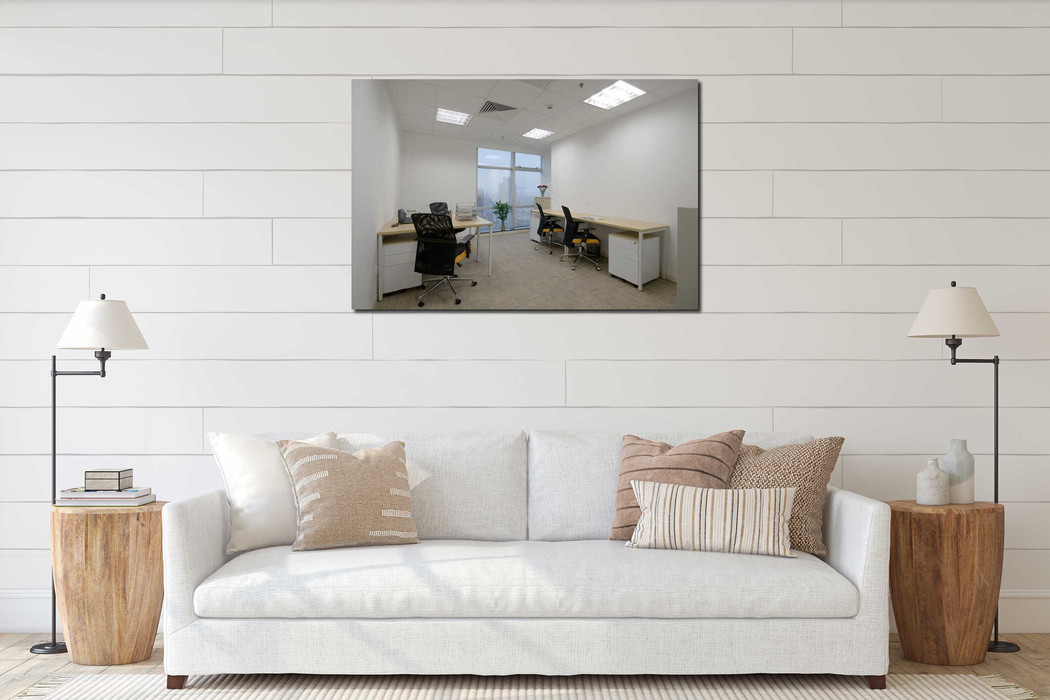 Canvas hanging interior mockup