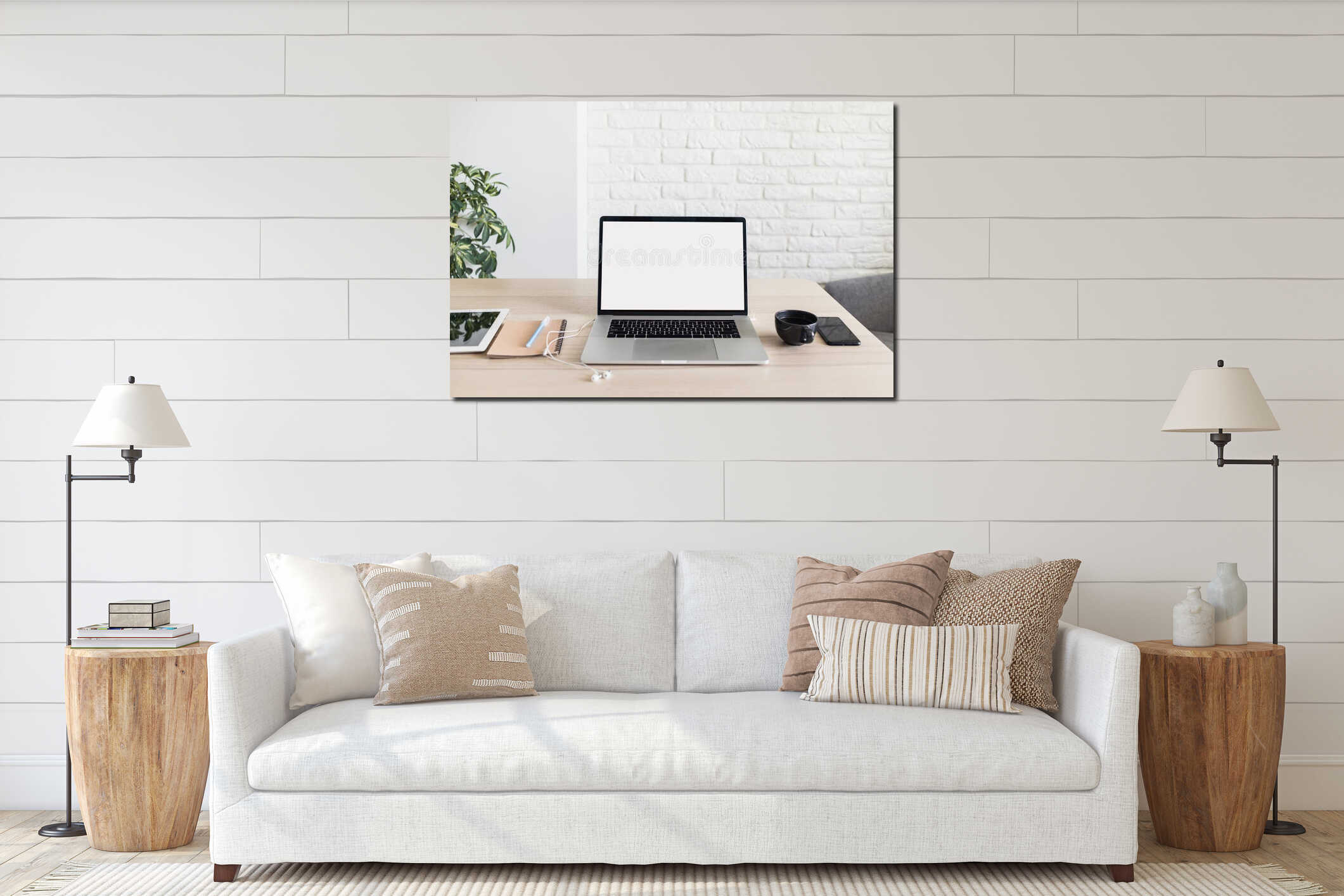 Canvas hanging interior mockup