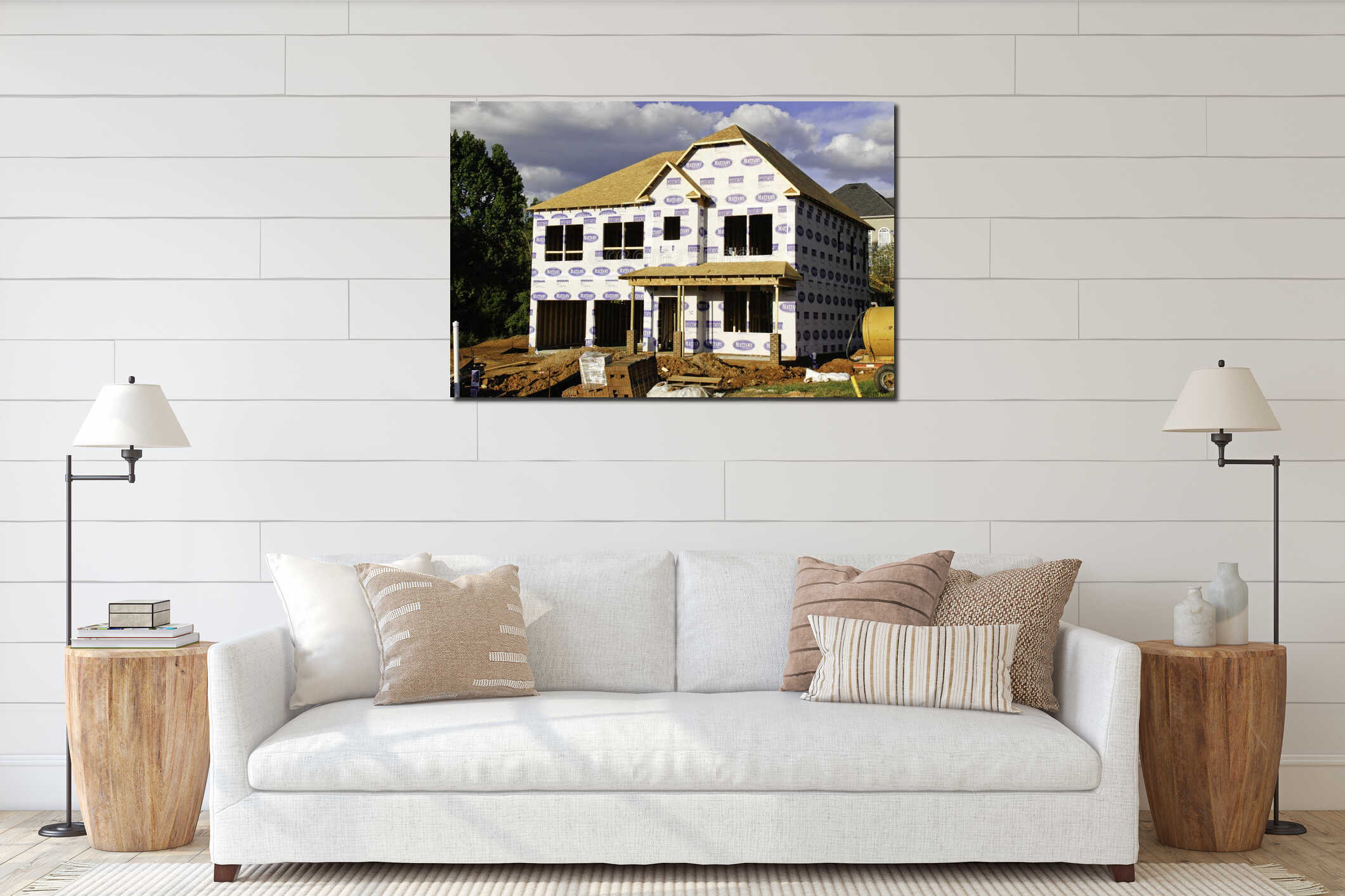 Canvas hanging interior mockup