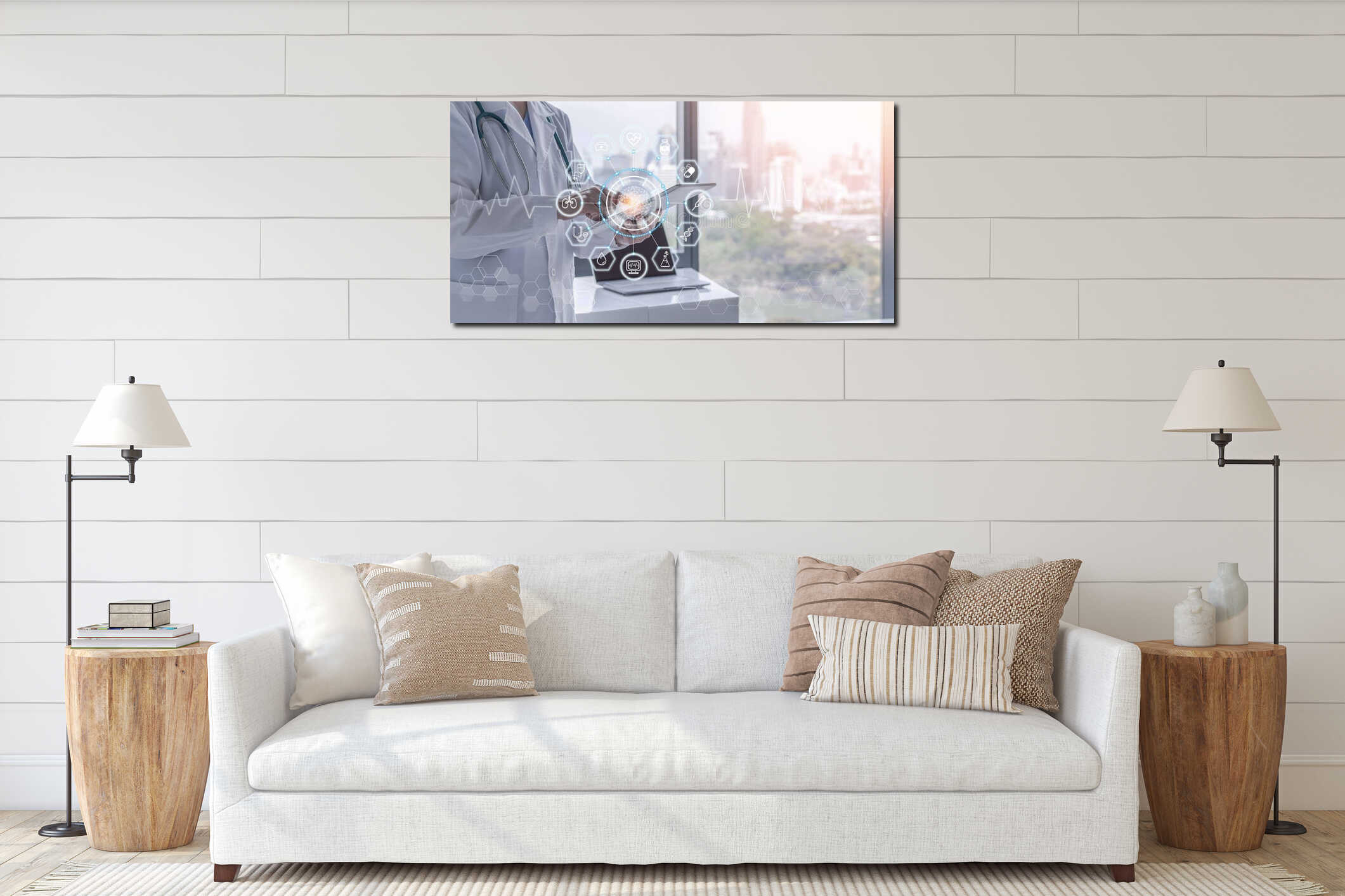 Canvas hanging interior mockup