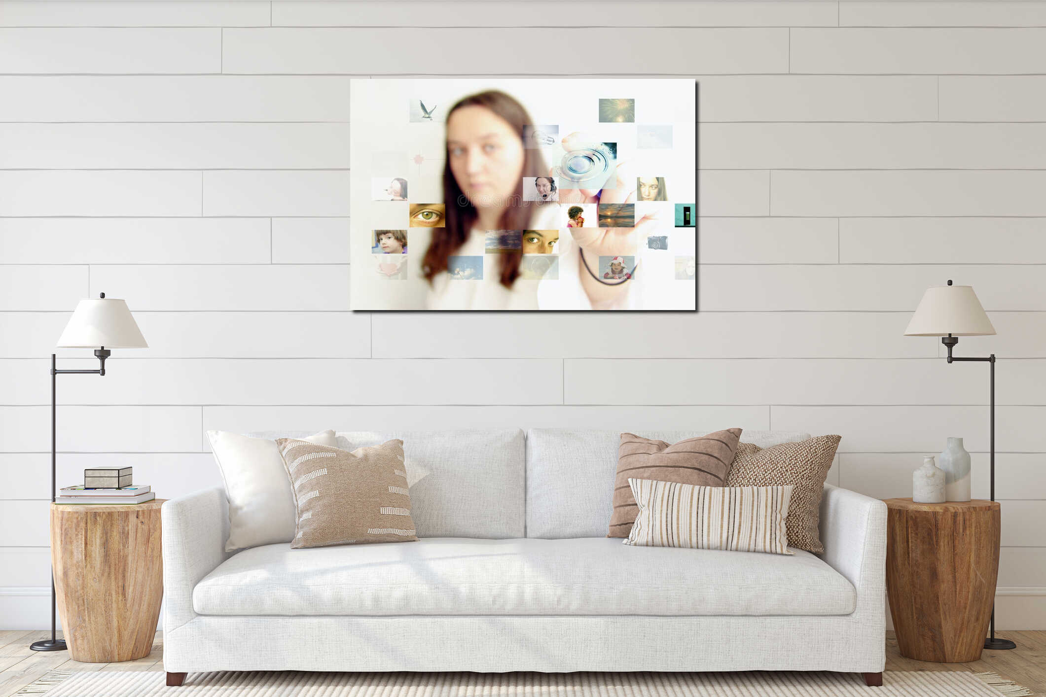 Canvas hanging interior mockup
