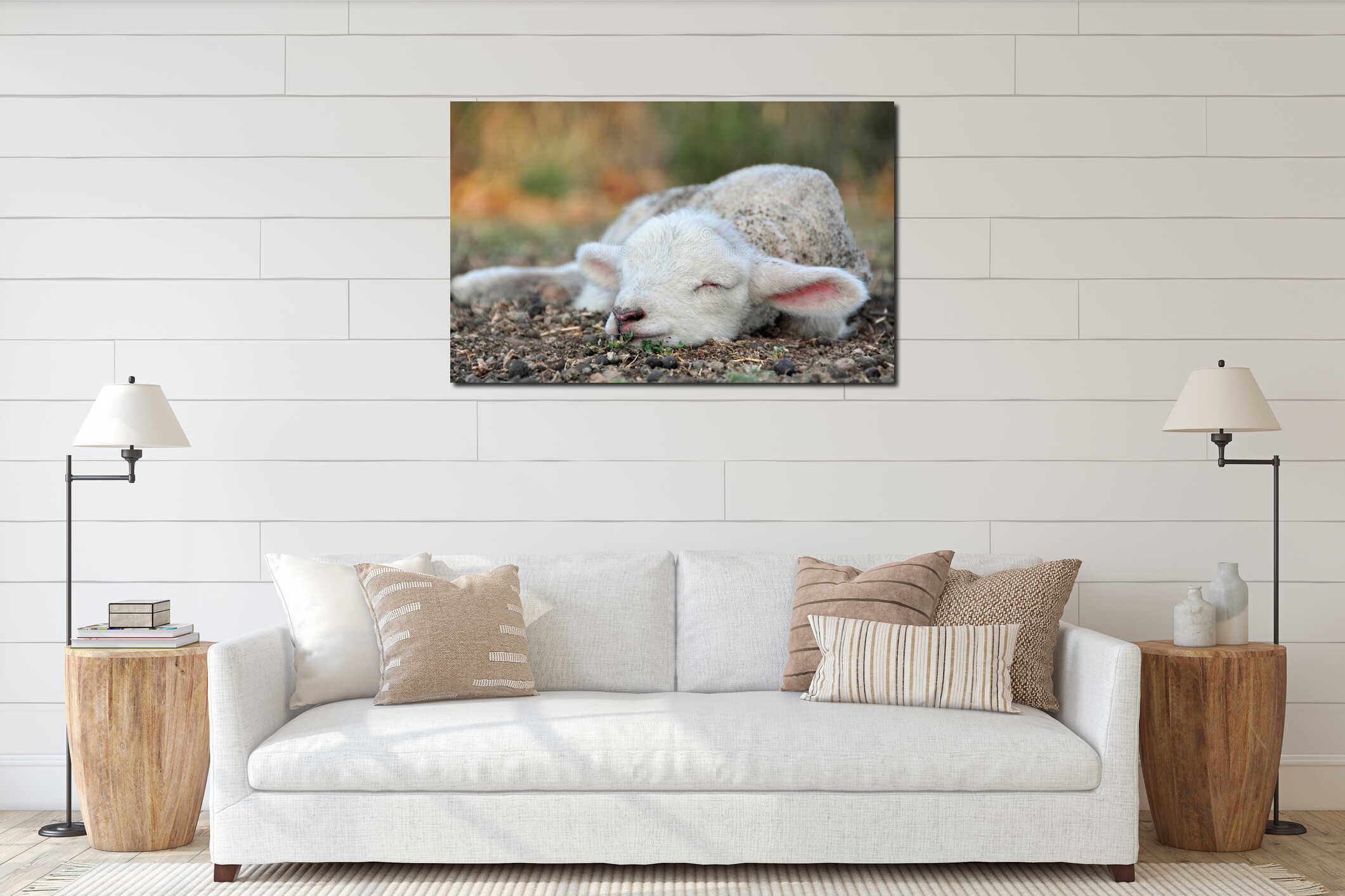 Canvas hanging interior mockup