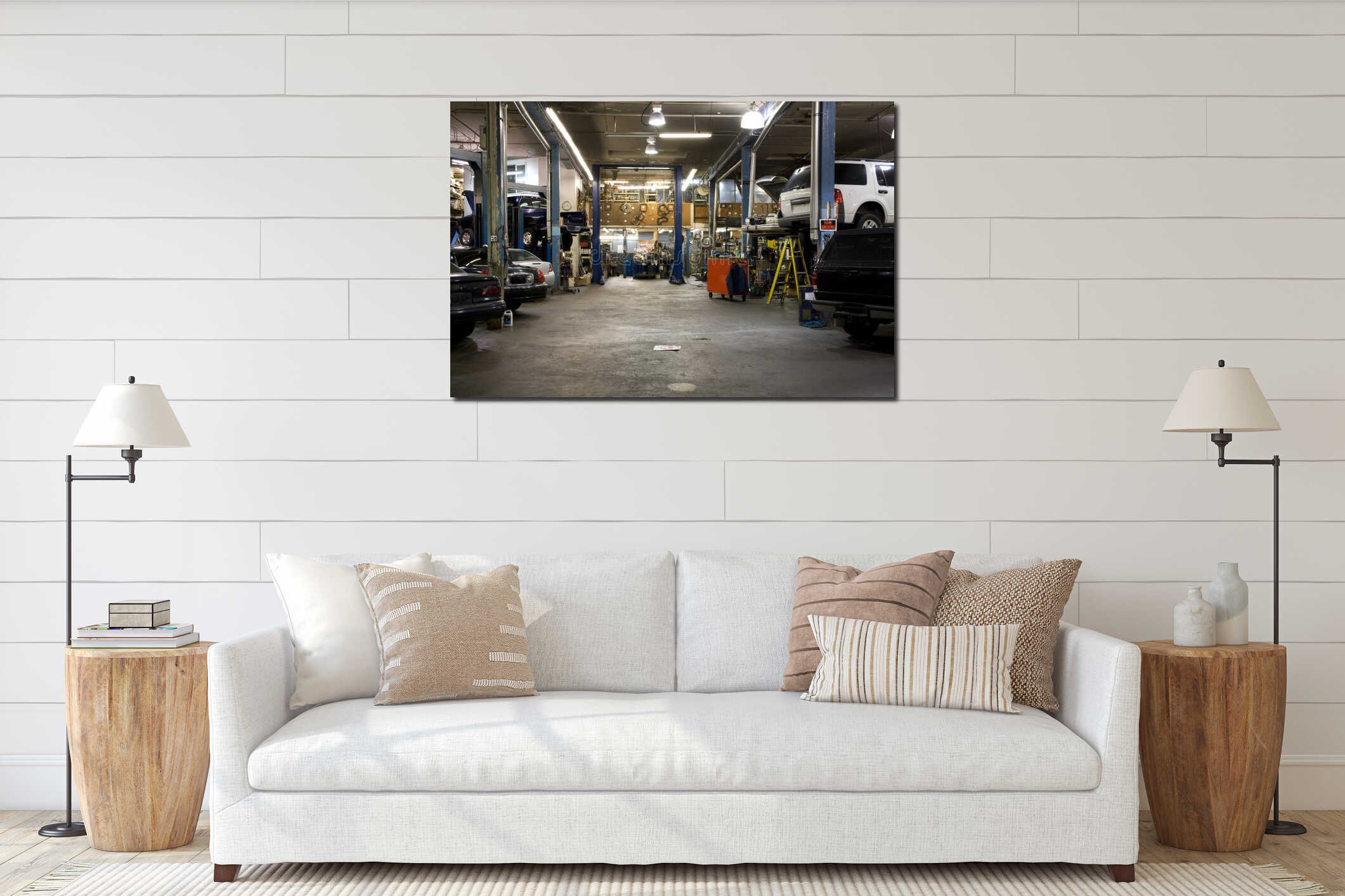 Canvas hanging interior mockup