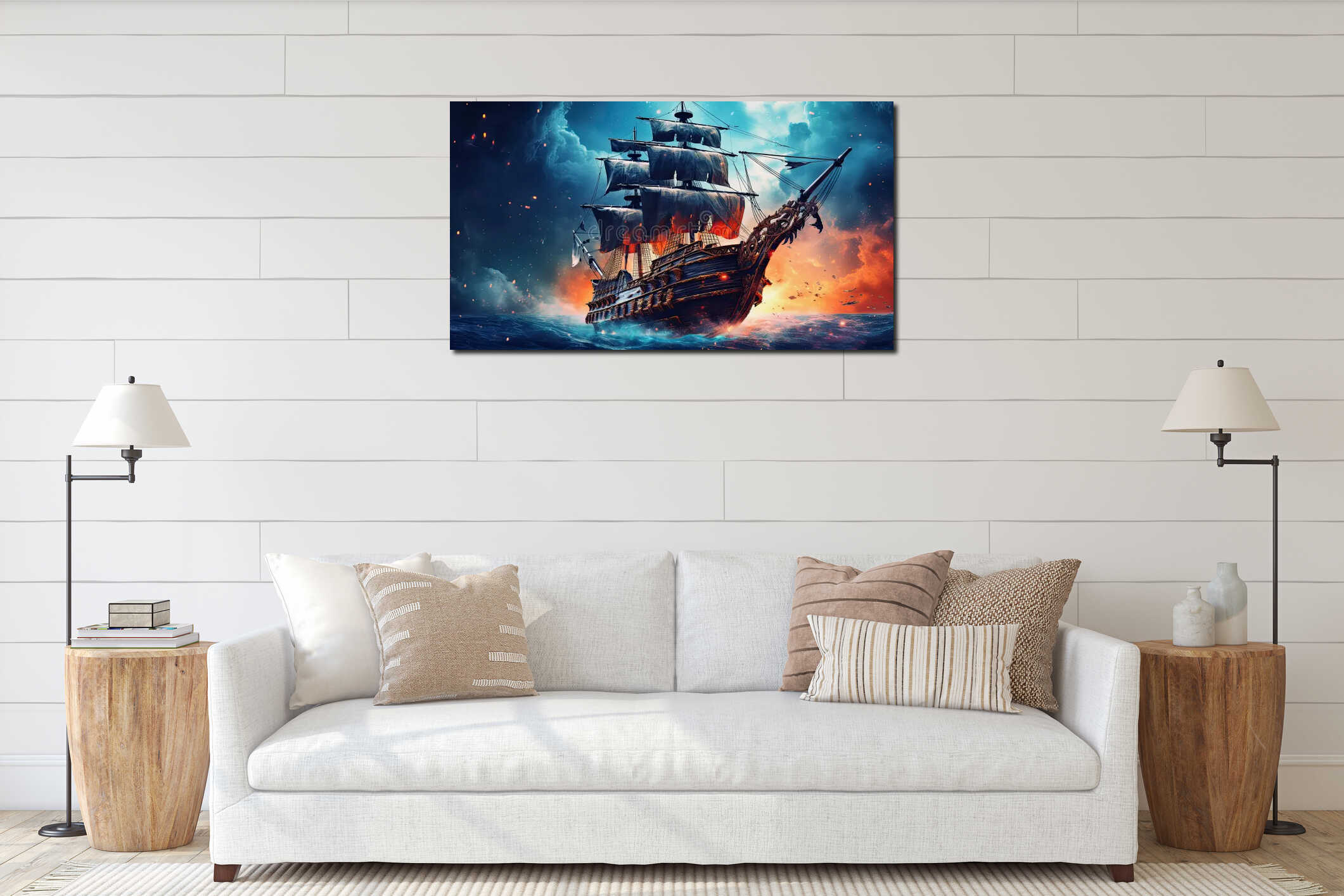 Canvas hanging interior mockup