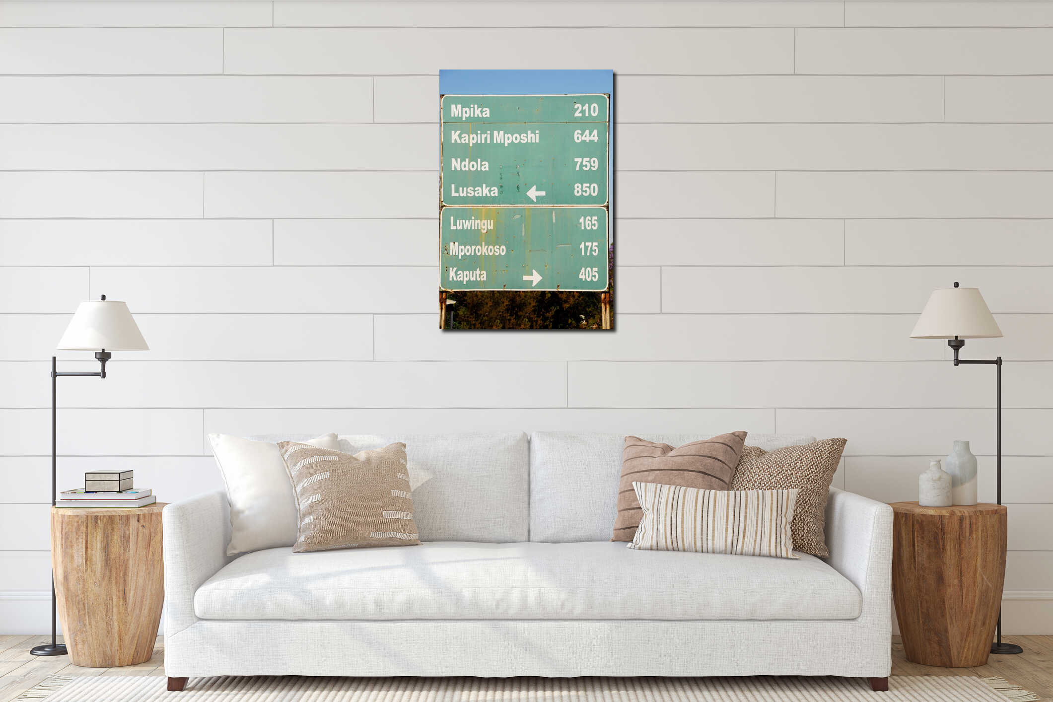 Canvas hanging interior mockup