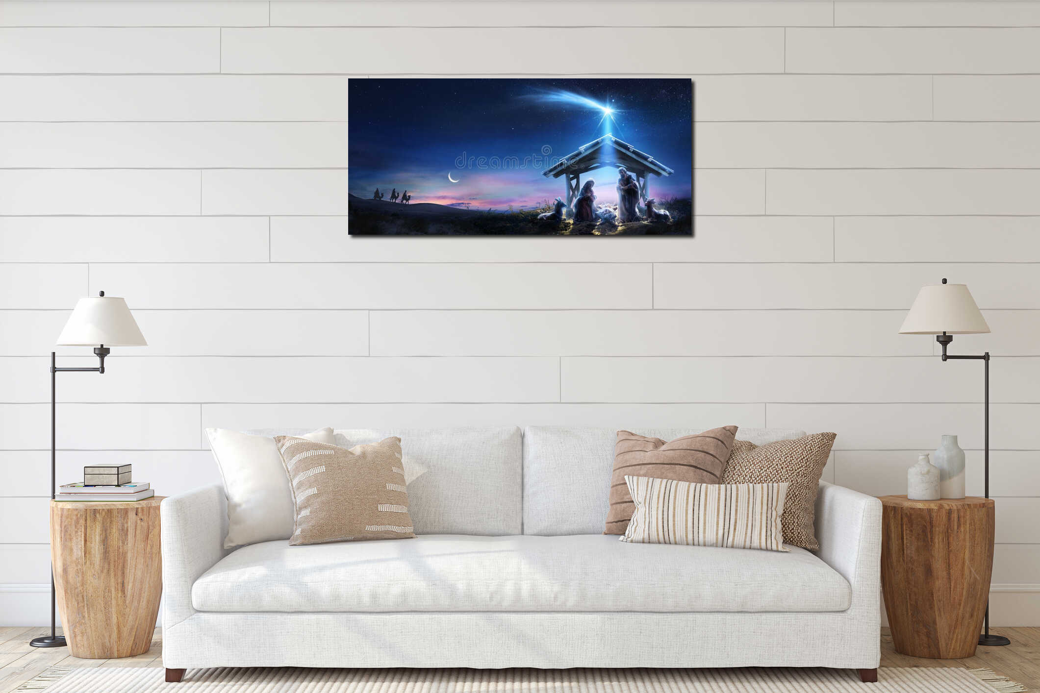 Canvas hanging interior mockup