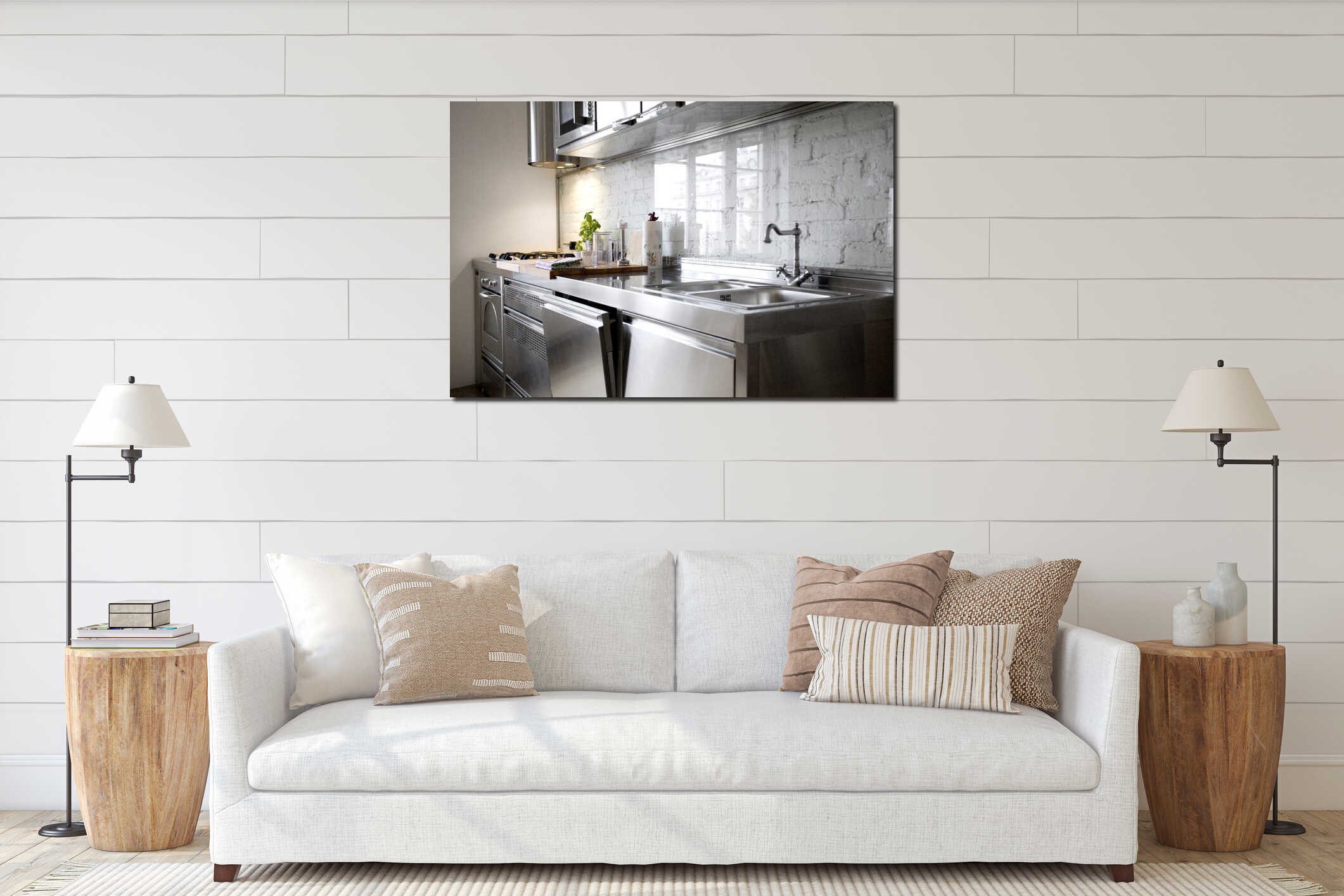 Canvas hanging interior mockup