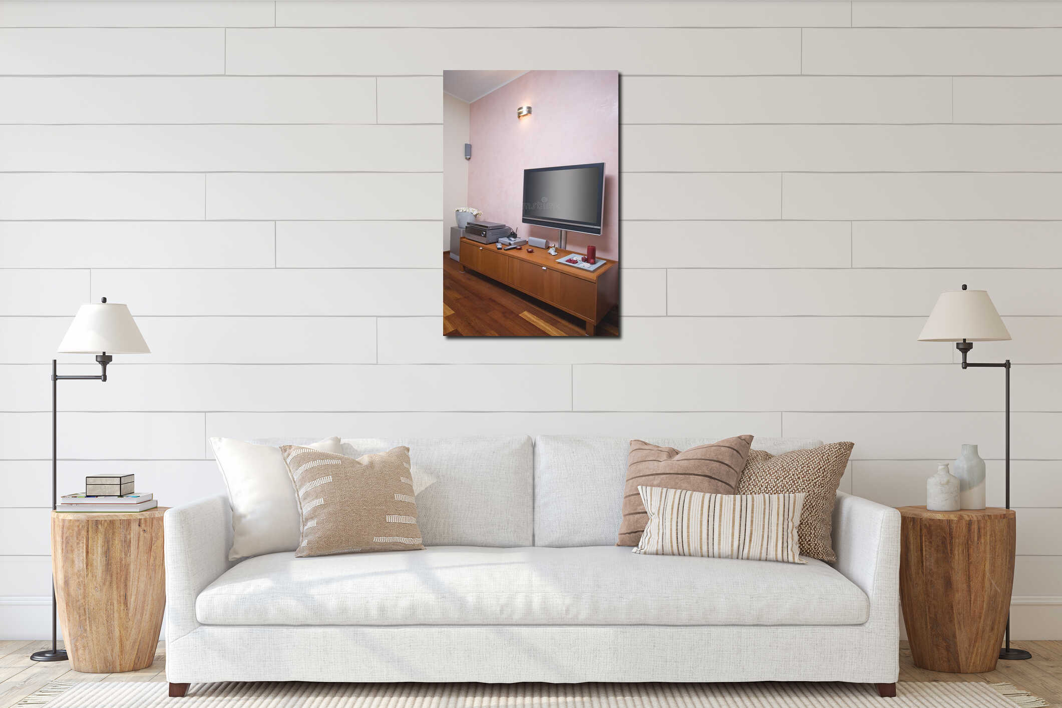Canvas hanging interior mockup