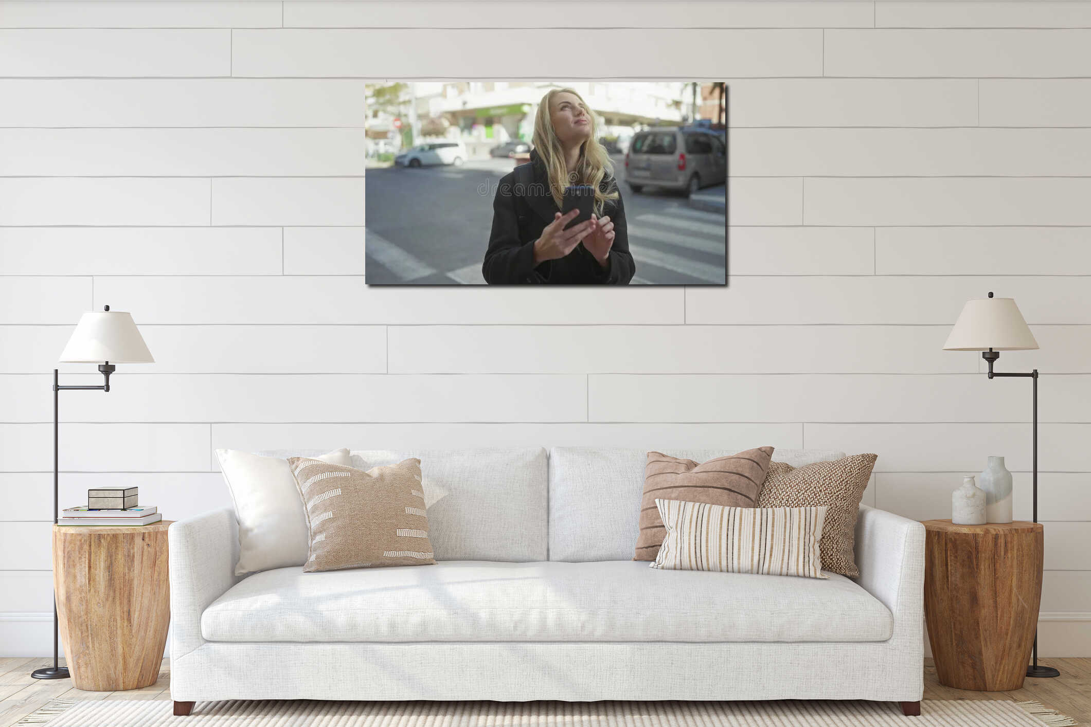 Canvas hanging interior mockup