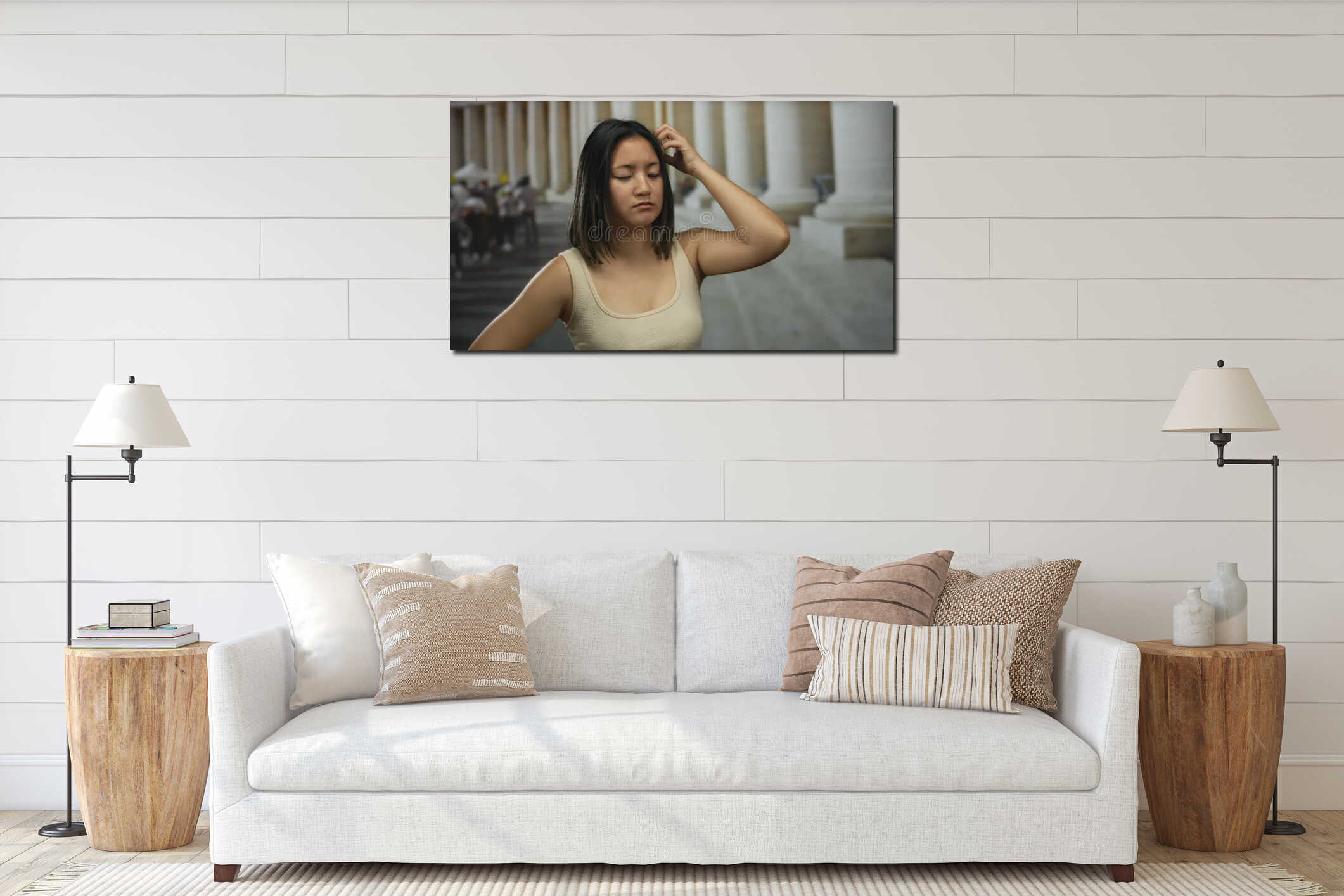 Canvas hanging interior mockup