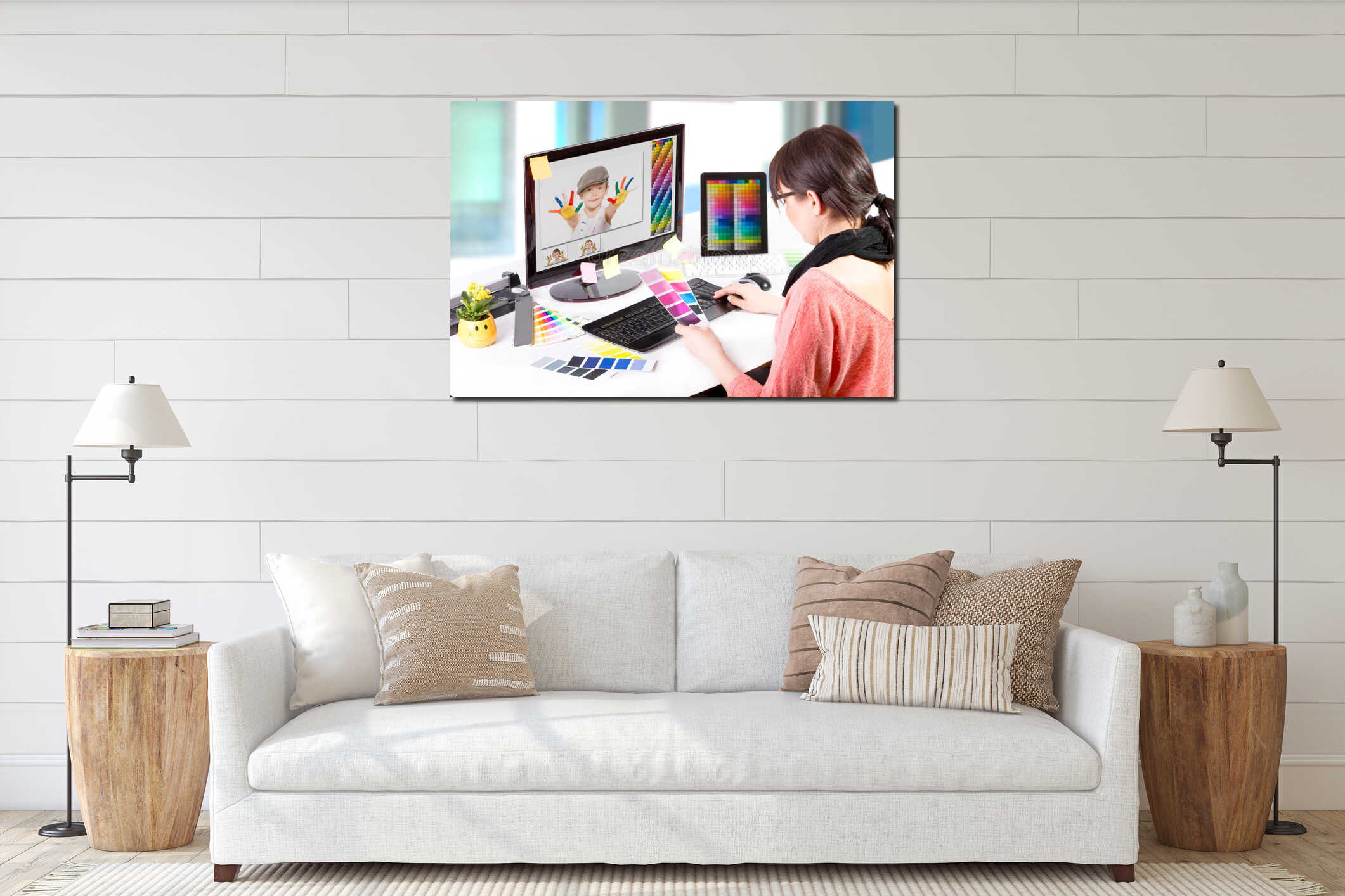 Canvas hanging interior mockup