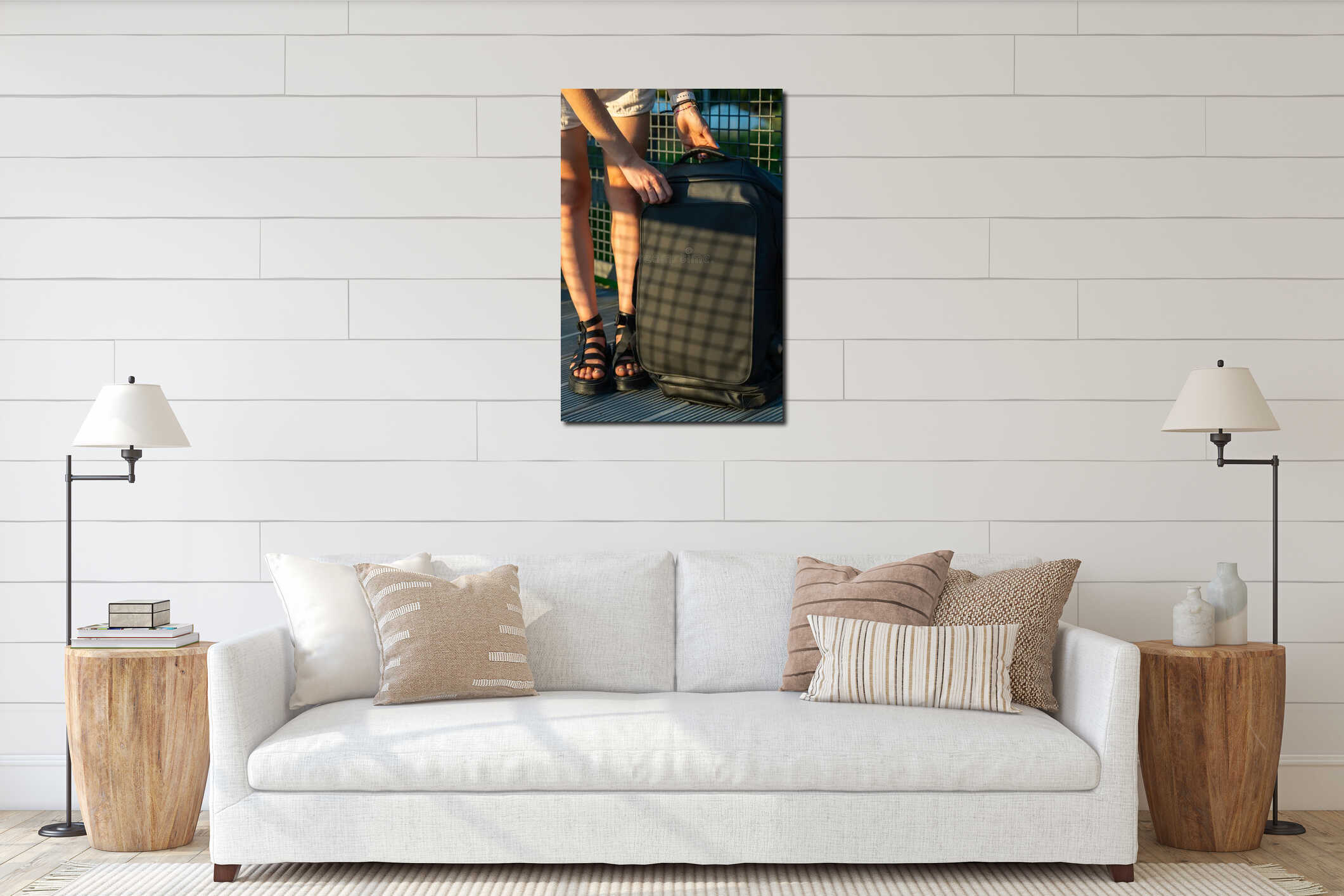 Canvas hanging interior mockup