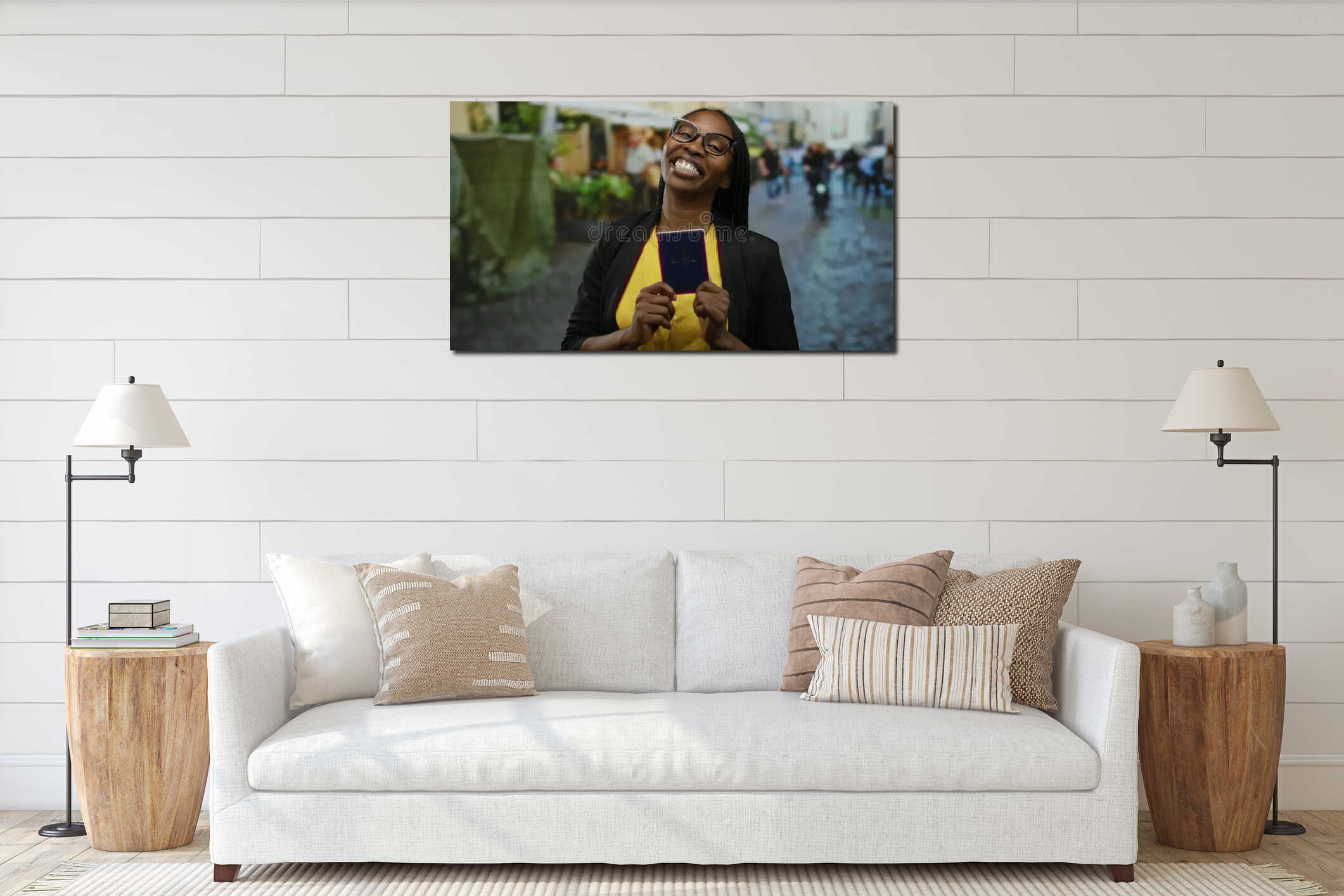 Canvas hanging interior mockup