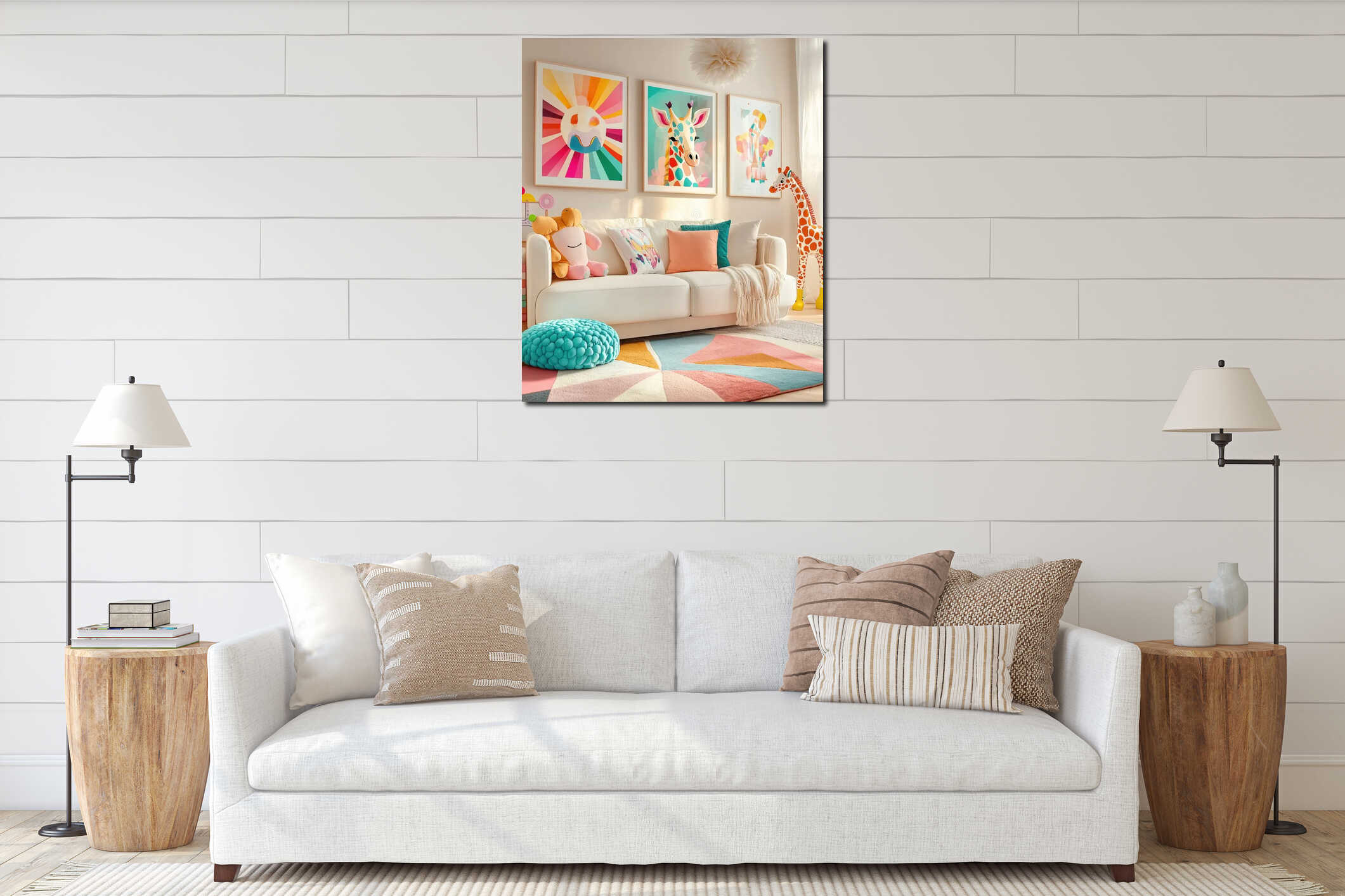 Canvas hanging interior mockup