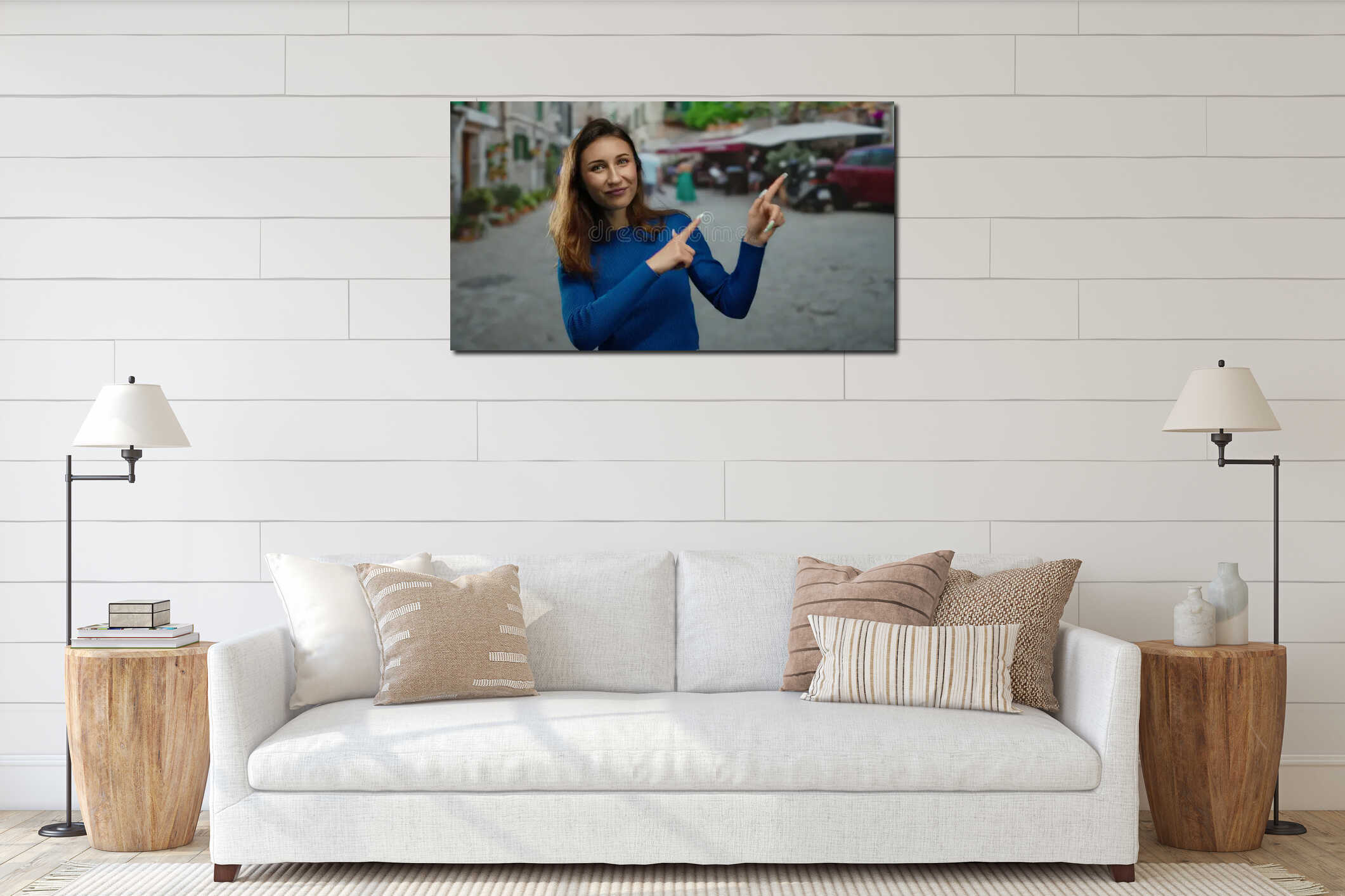 Canvas hanging interior mockup