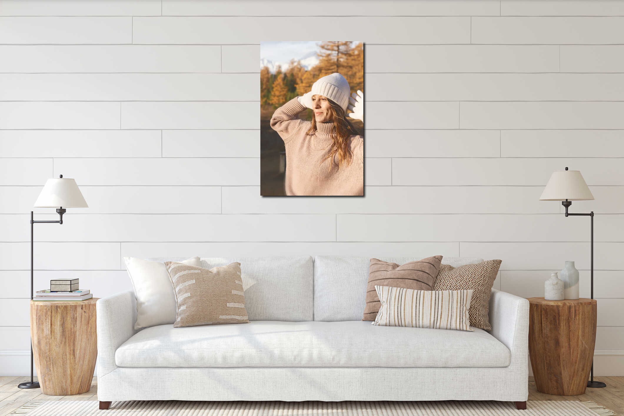 Canvas hanging interior mockup