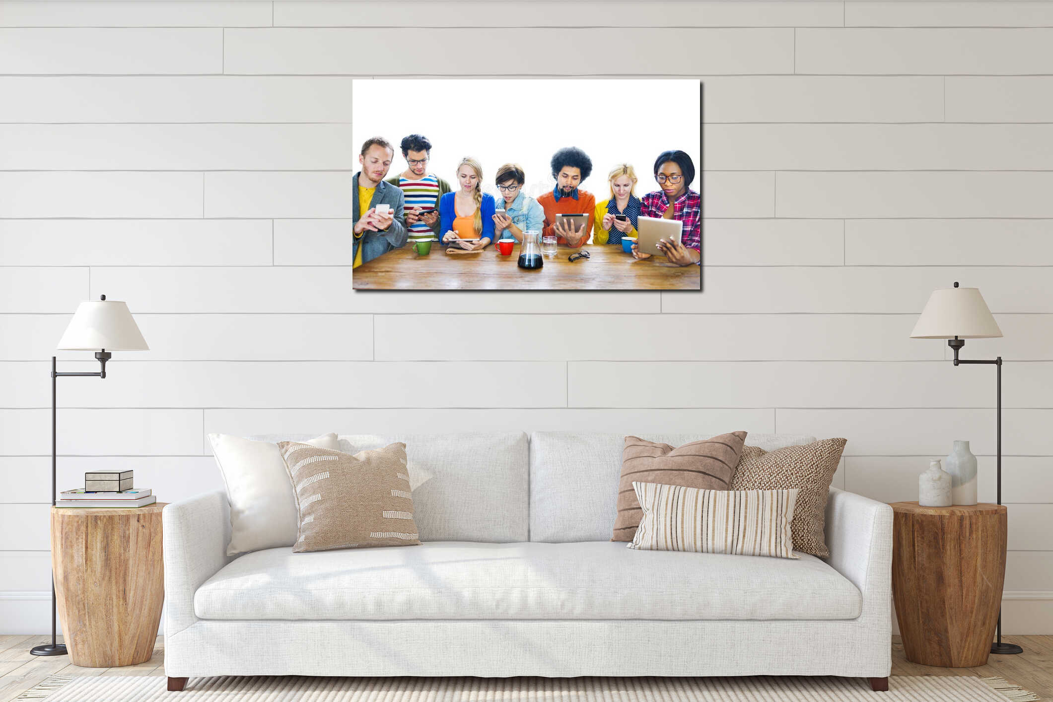 Canvas hanging interior mockup