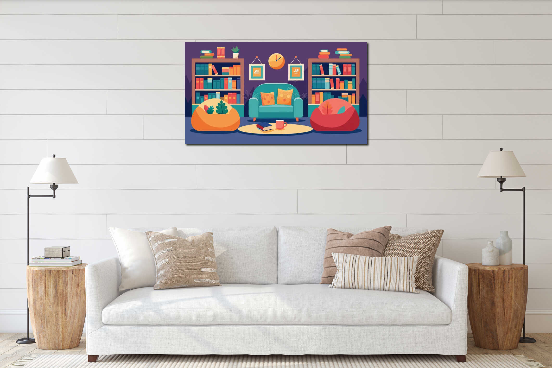 Canvas hanging interior mockup
