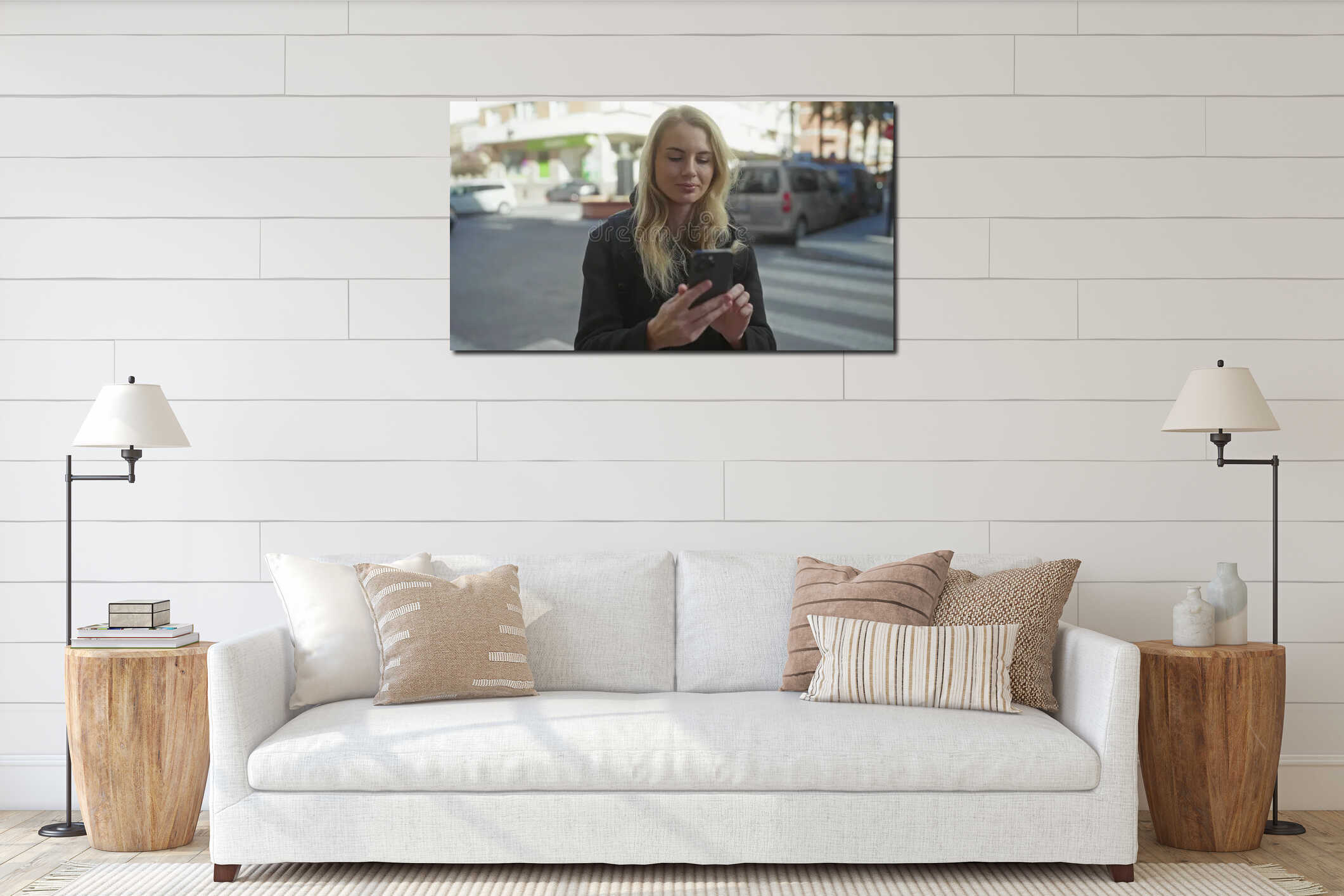Canvas hanging interior mockup