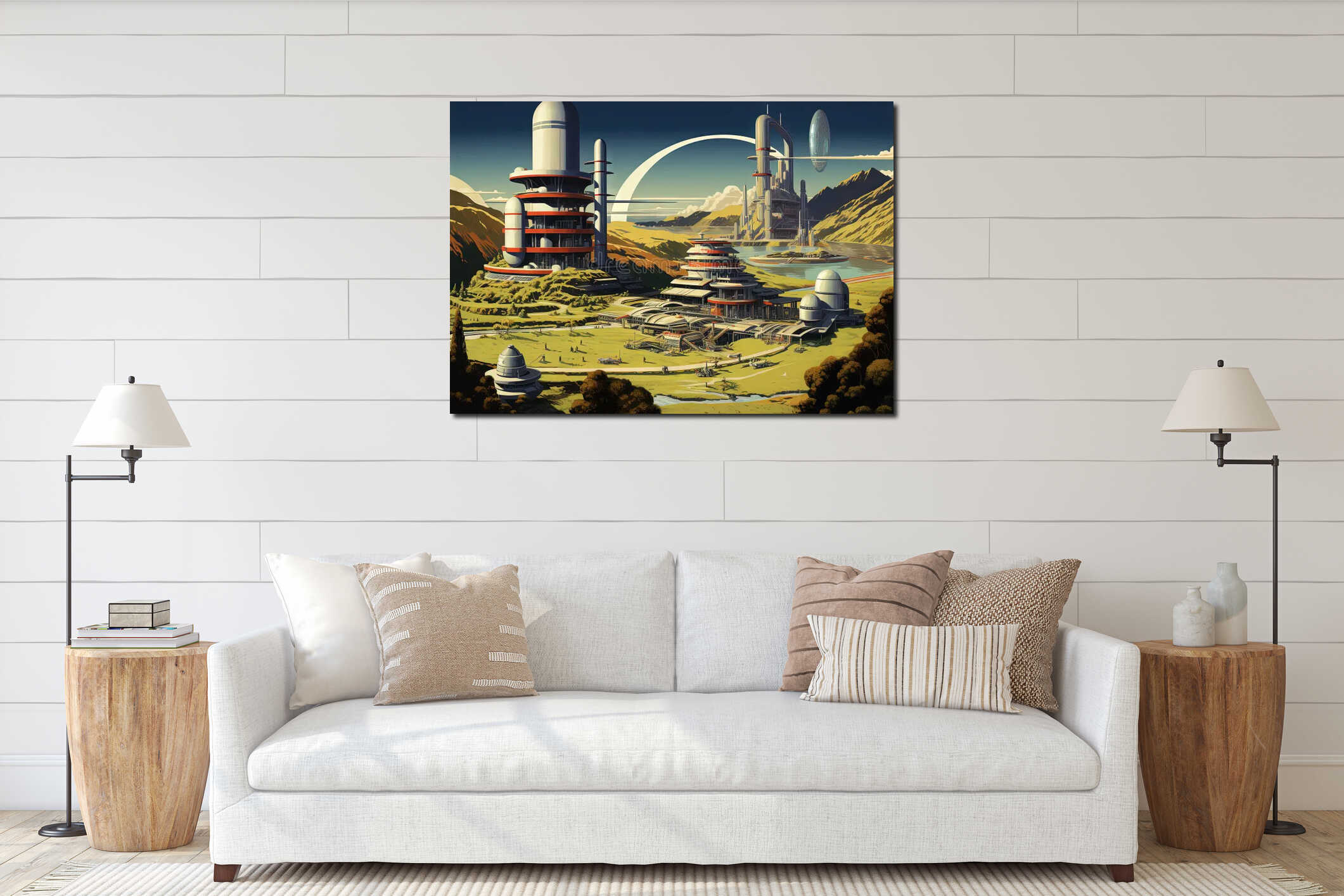 Canvas hanging interior mockup