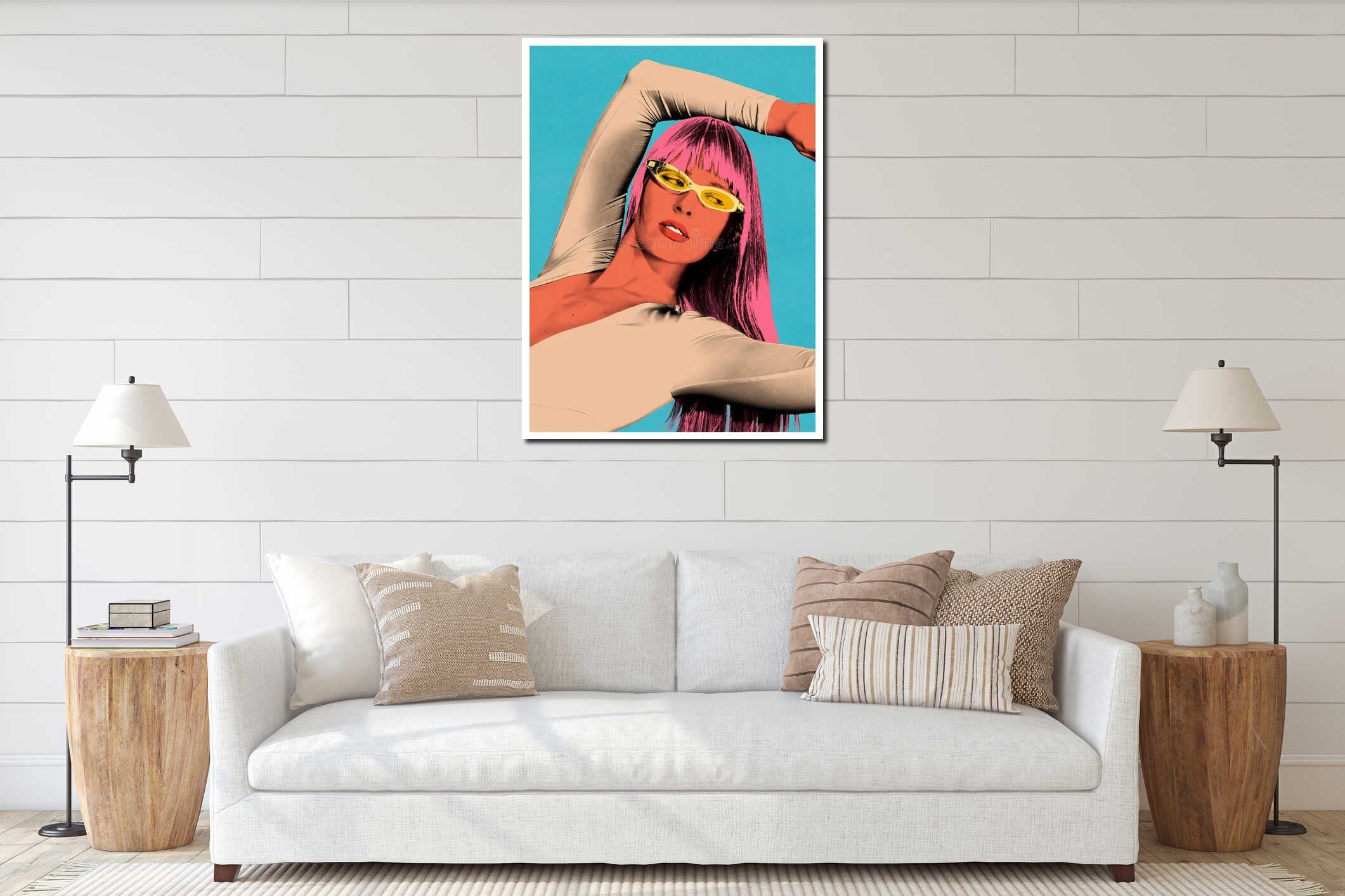 Canvas hanging interior mockup