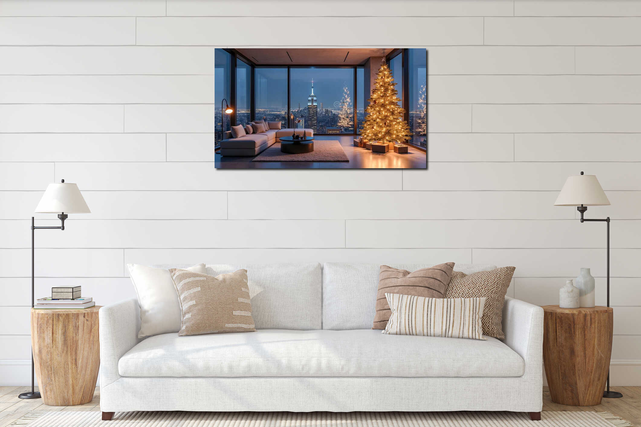 Canvas hanging interior mockup