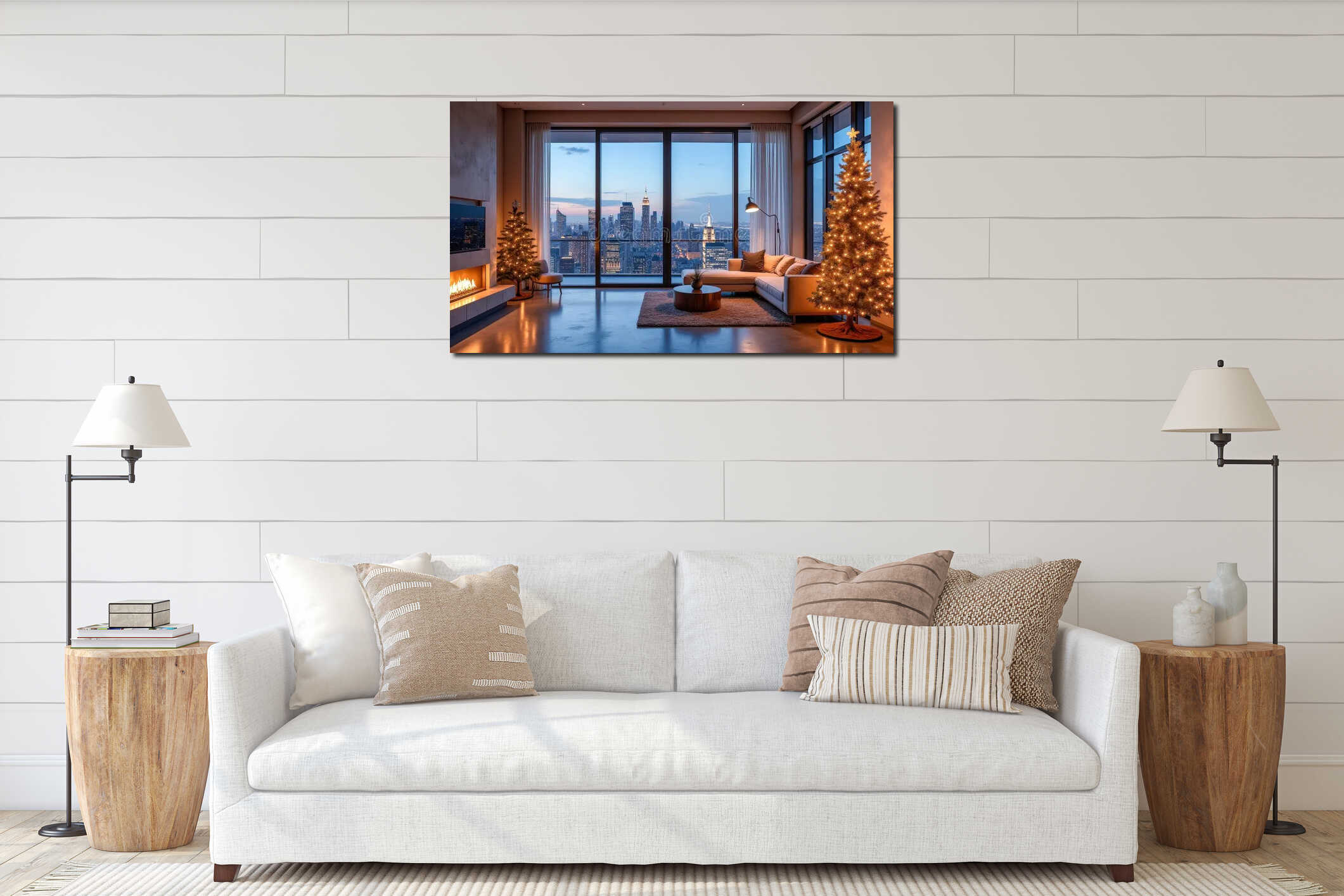 Canvas hanging interior mockup