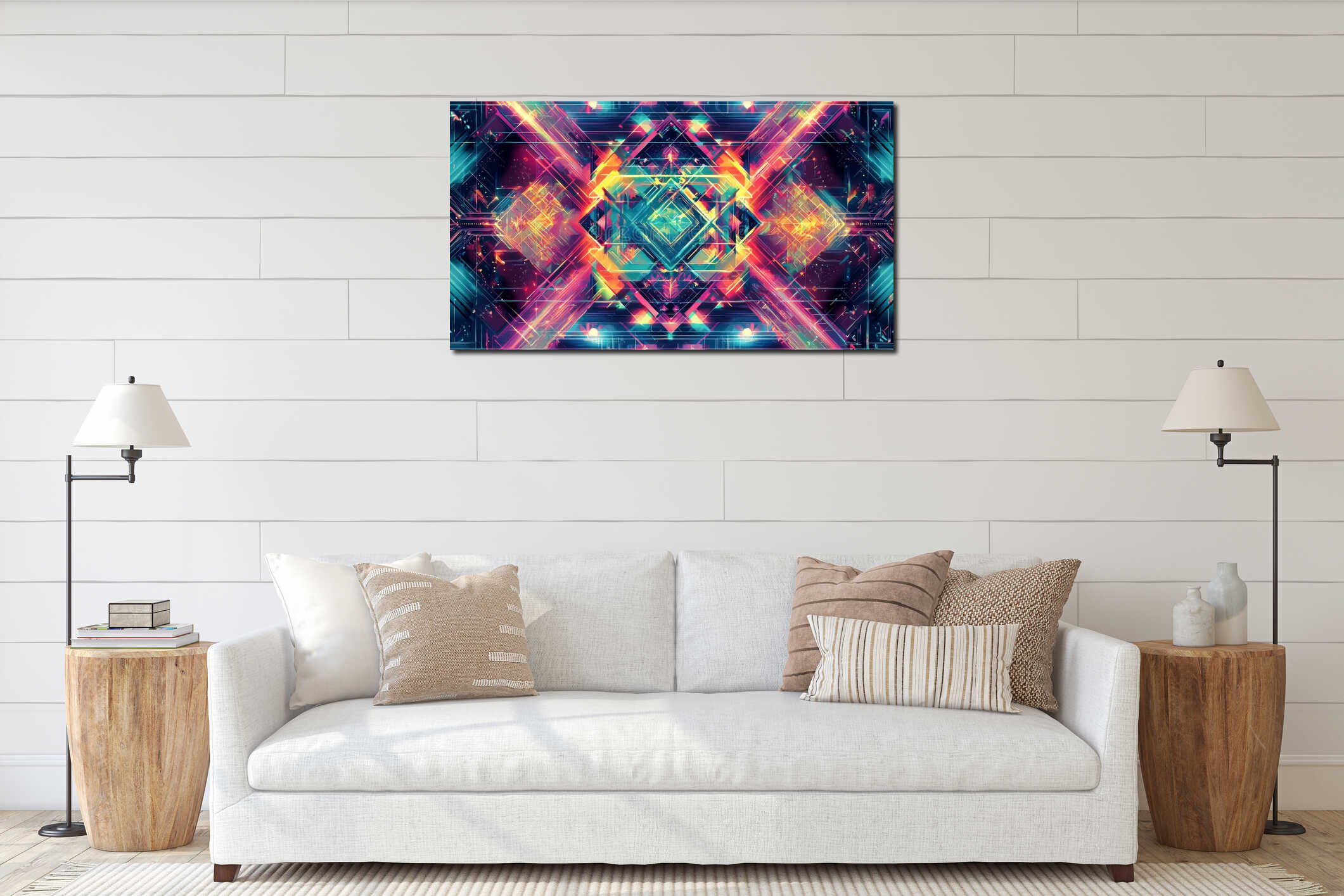 Canvas hanging interior mockup