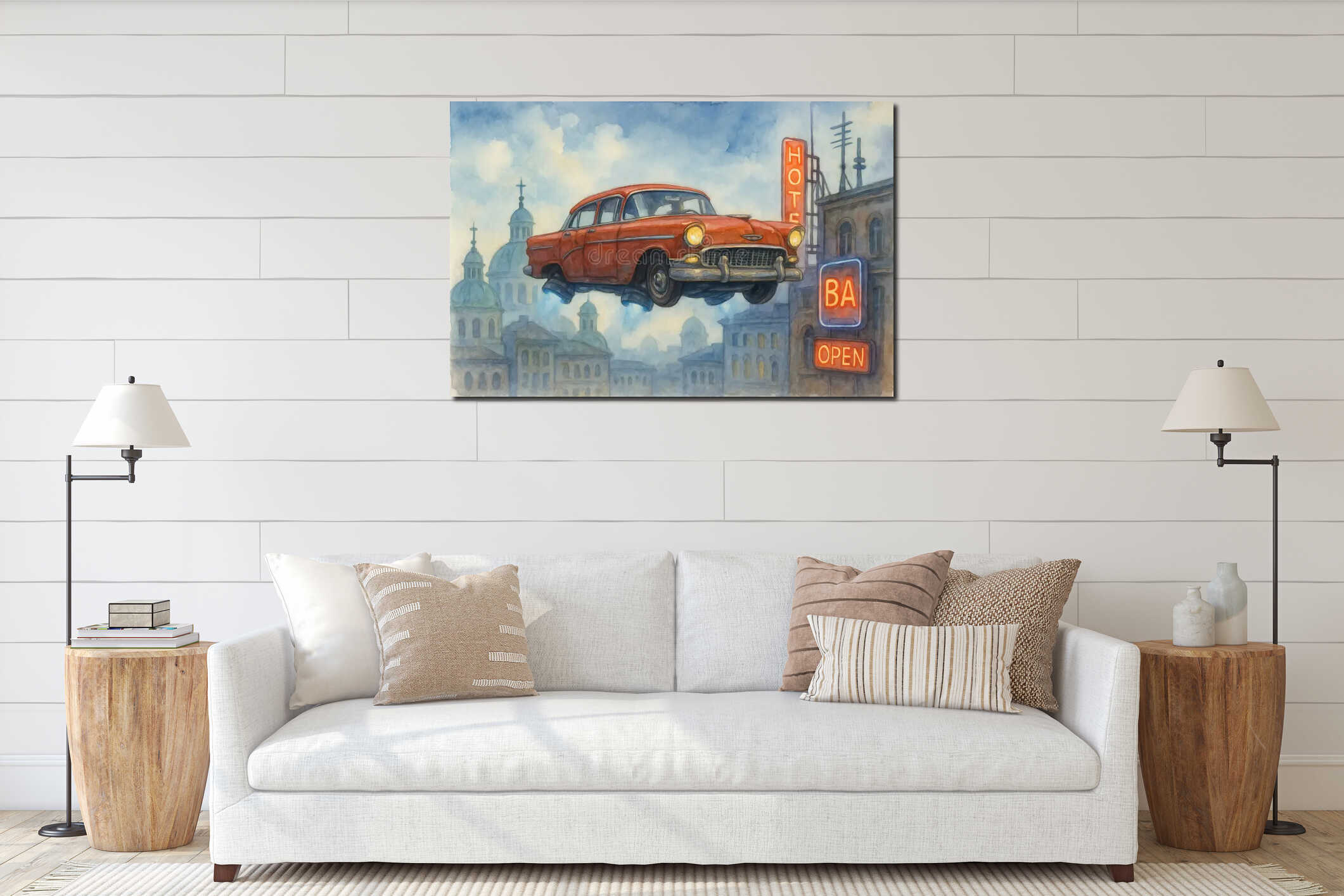 Canvas hanging interior mockup
