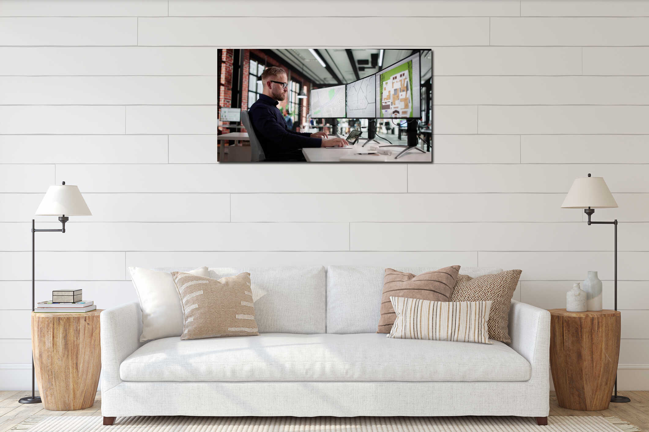 Canvas hanging interior mockup