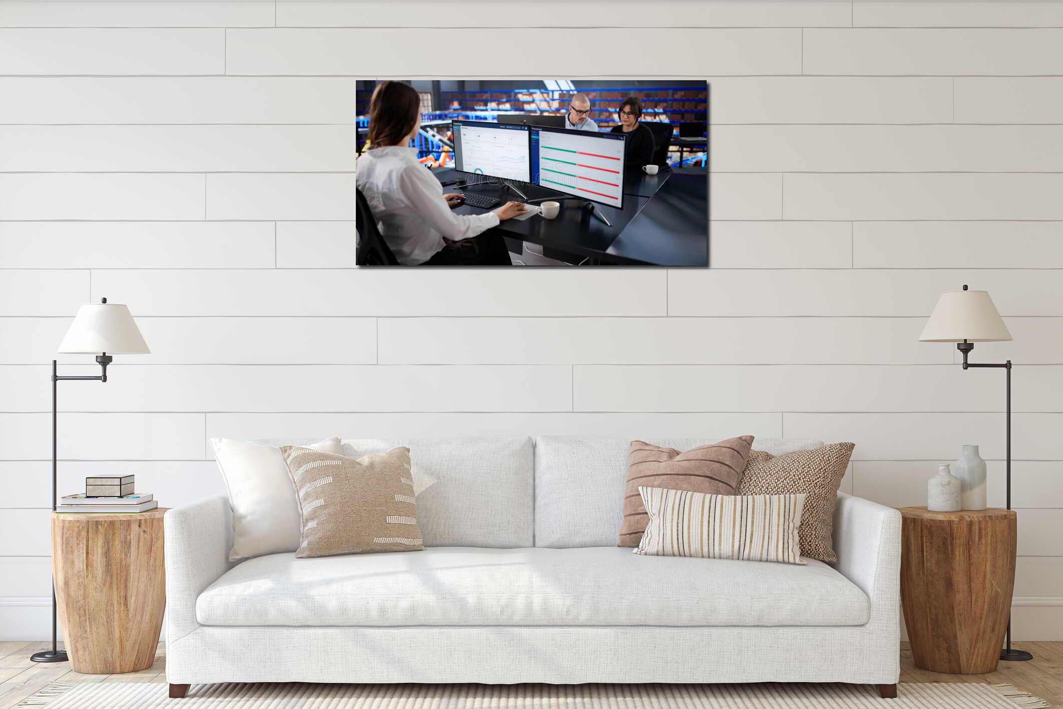 Canvas hanging interior mockup