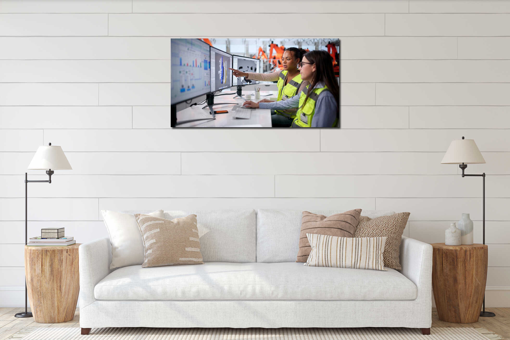 Canvas hanging interior mockup