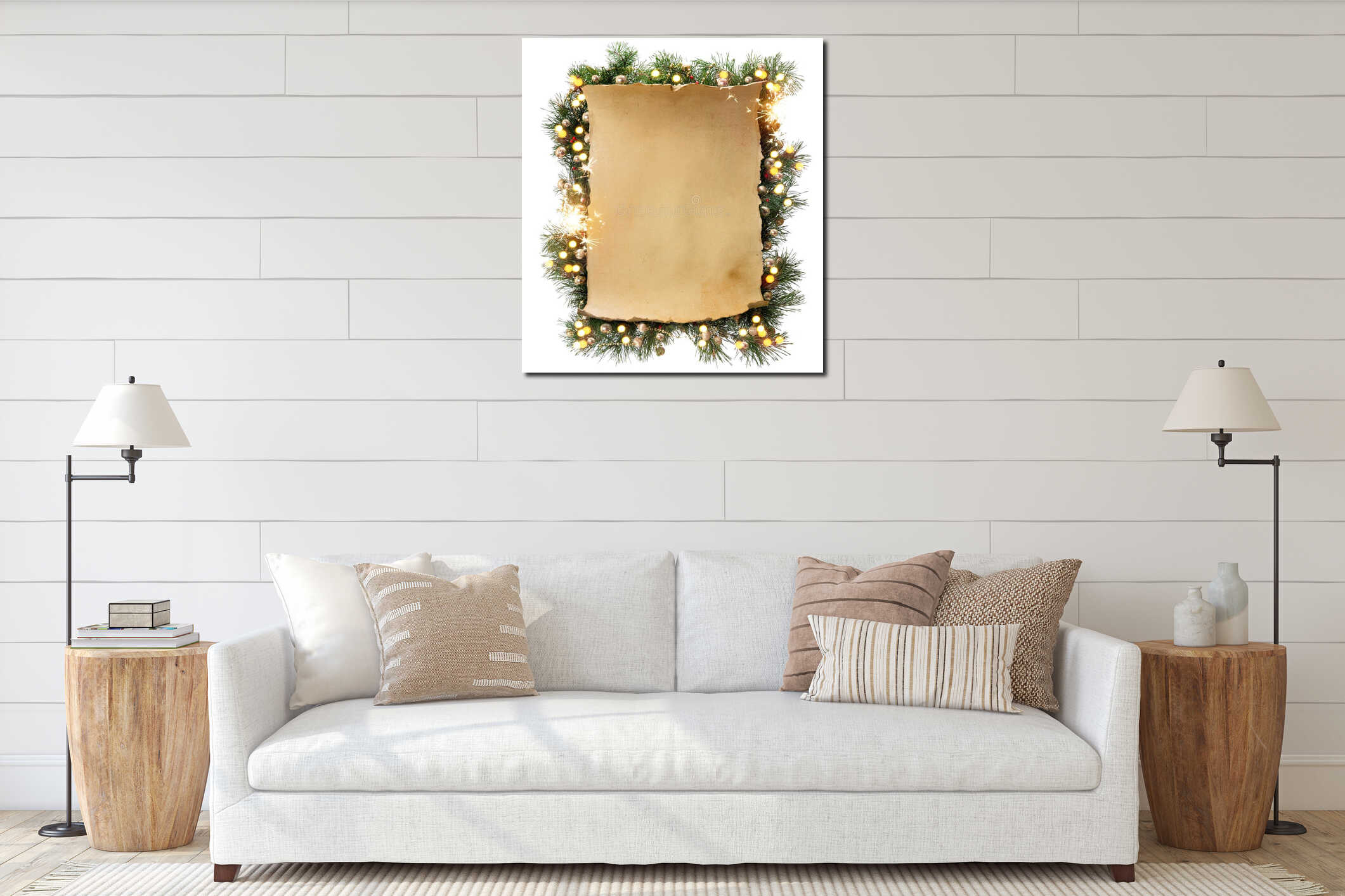 Canvas hanging interior mockup