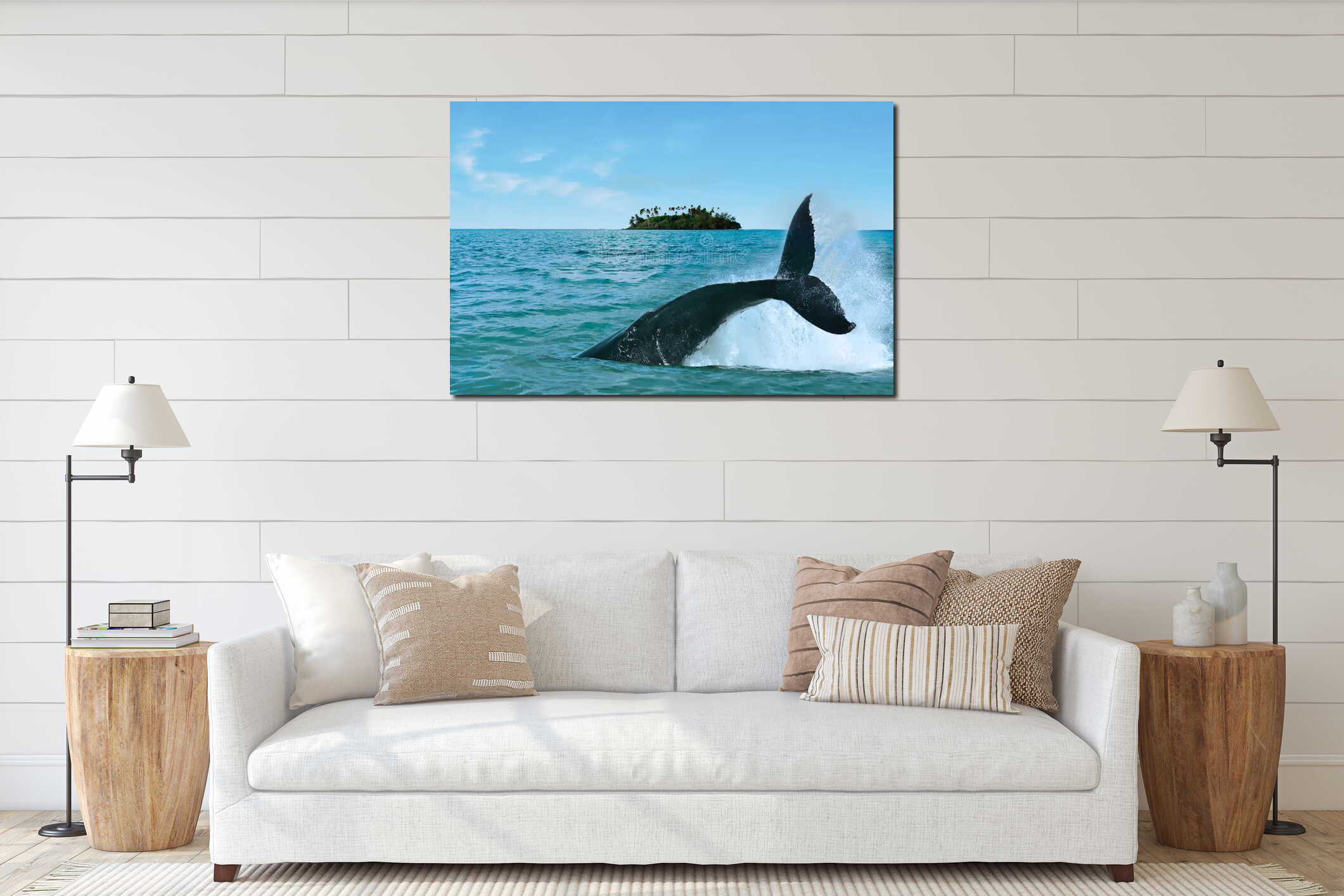 Canvas hanging interior mockup